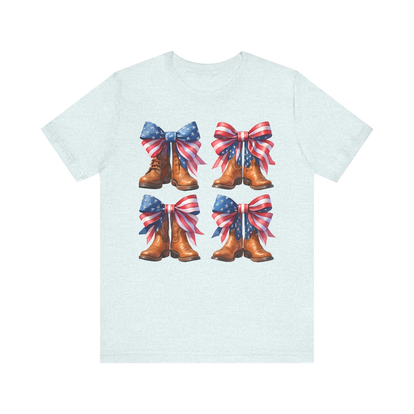 T-Shirt American Cowboy Boot with American Flags Patriotic Tee