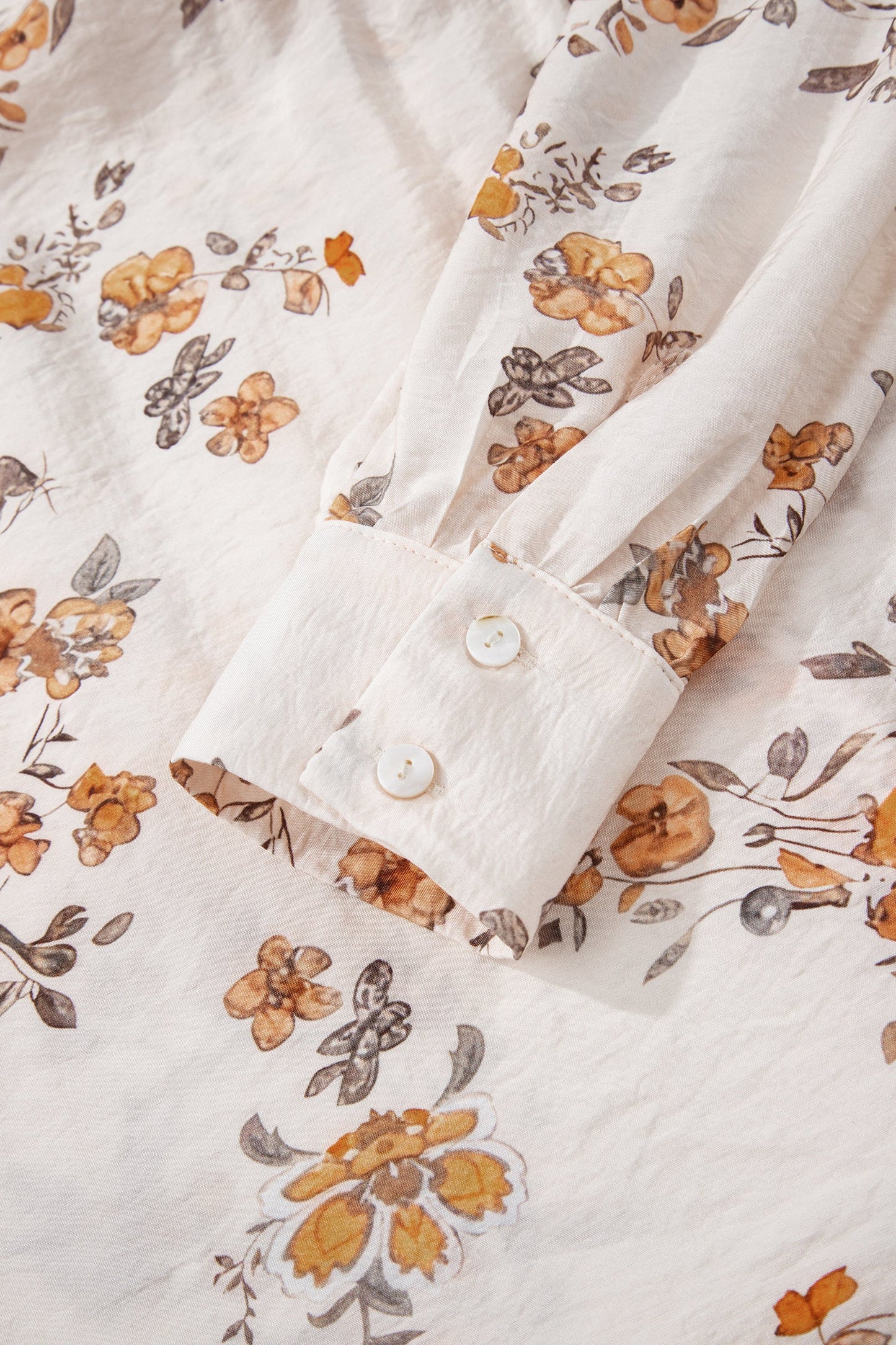 Floral Silky Button-Up Long Sleeve Shirt