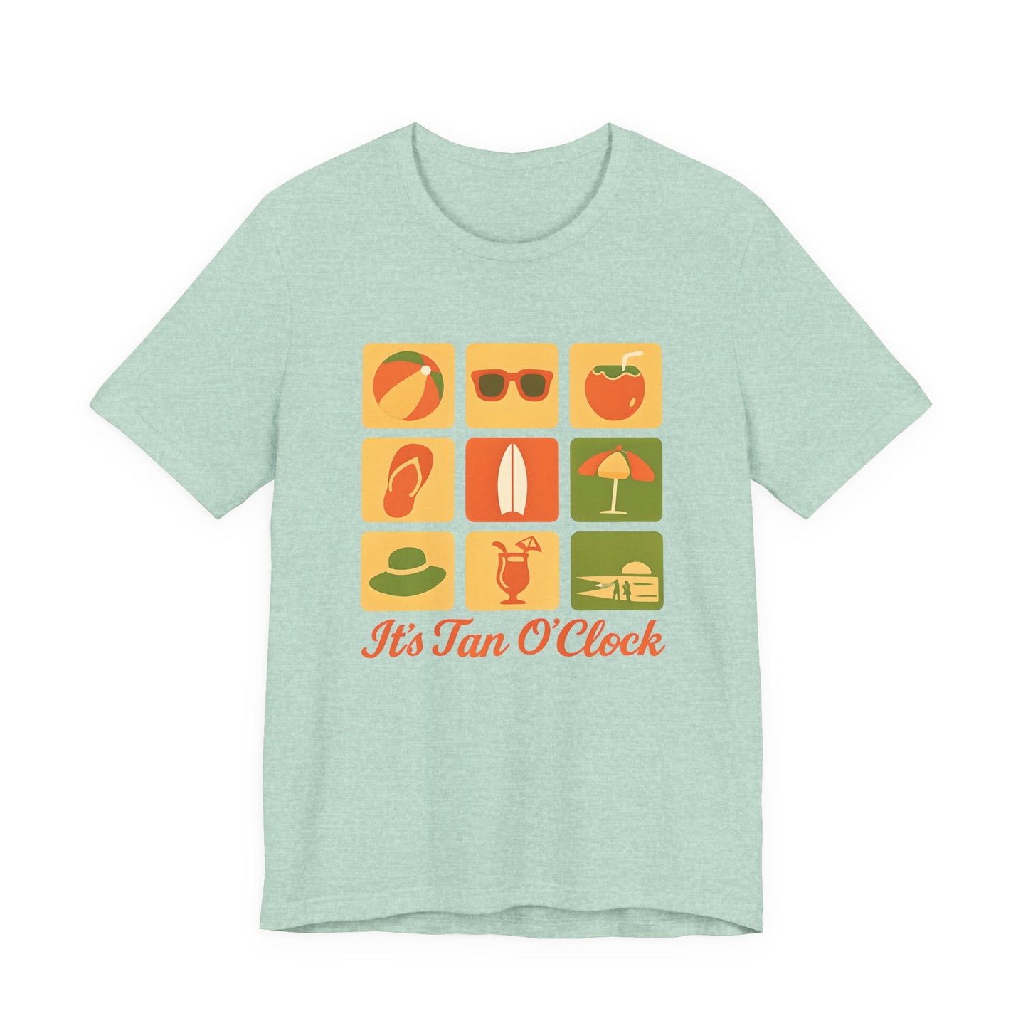 Summer Vibes Tee - It's Tan O'Clock, Unisex Beach Shirt, Vacation Outfit, Gift for Sun Lovers, Casual Summer Wear, Summer Holiday Apparel
