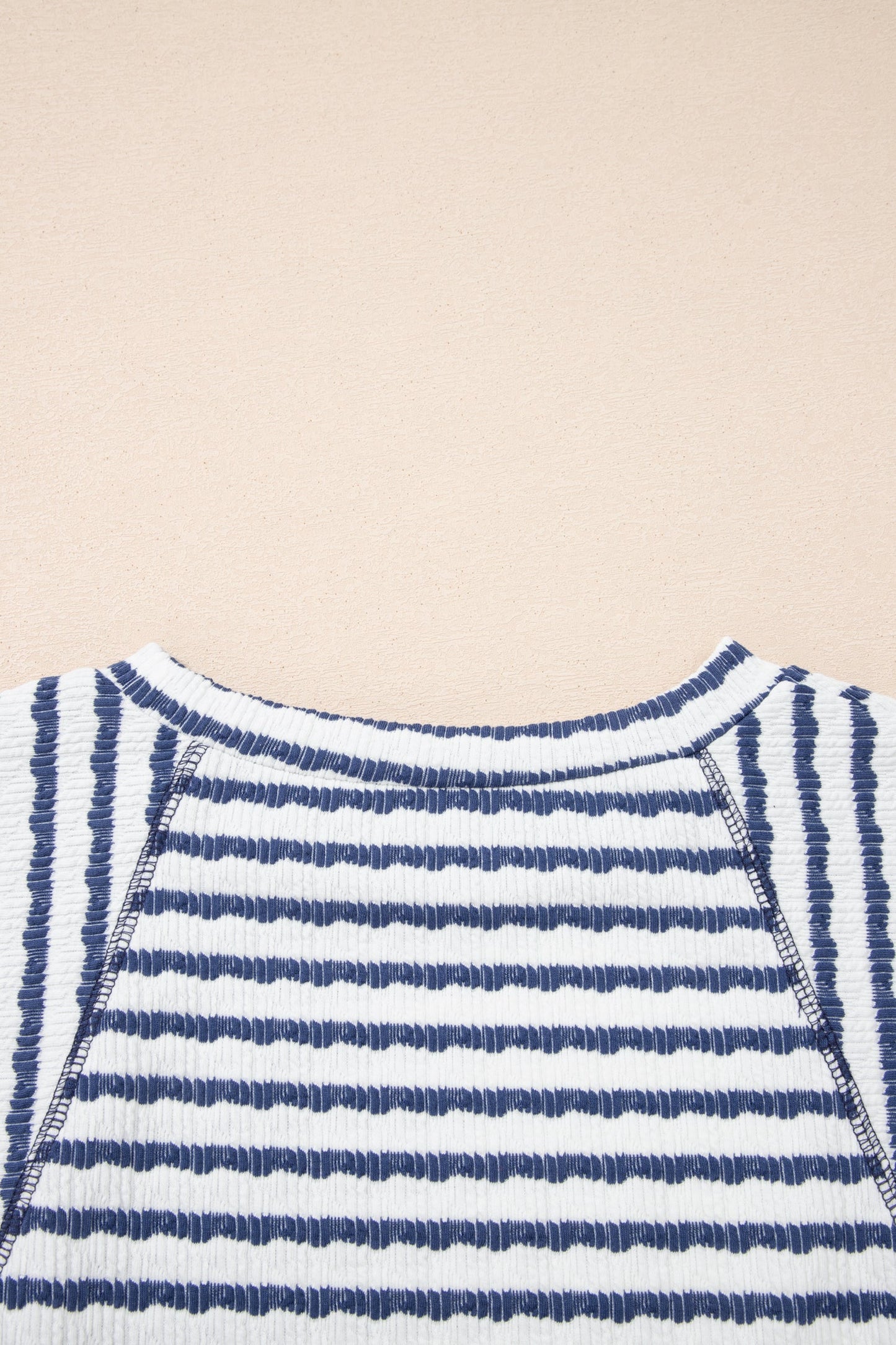 Stripe Textured Knit 3/4 Sleeve Top