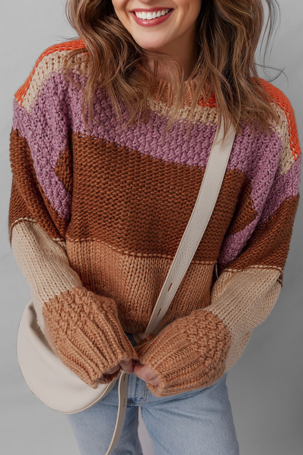 Colorblock Drop Shoulder Cropped Sweater