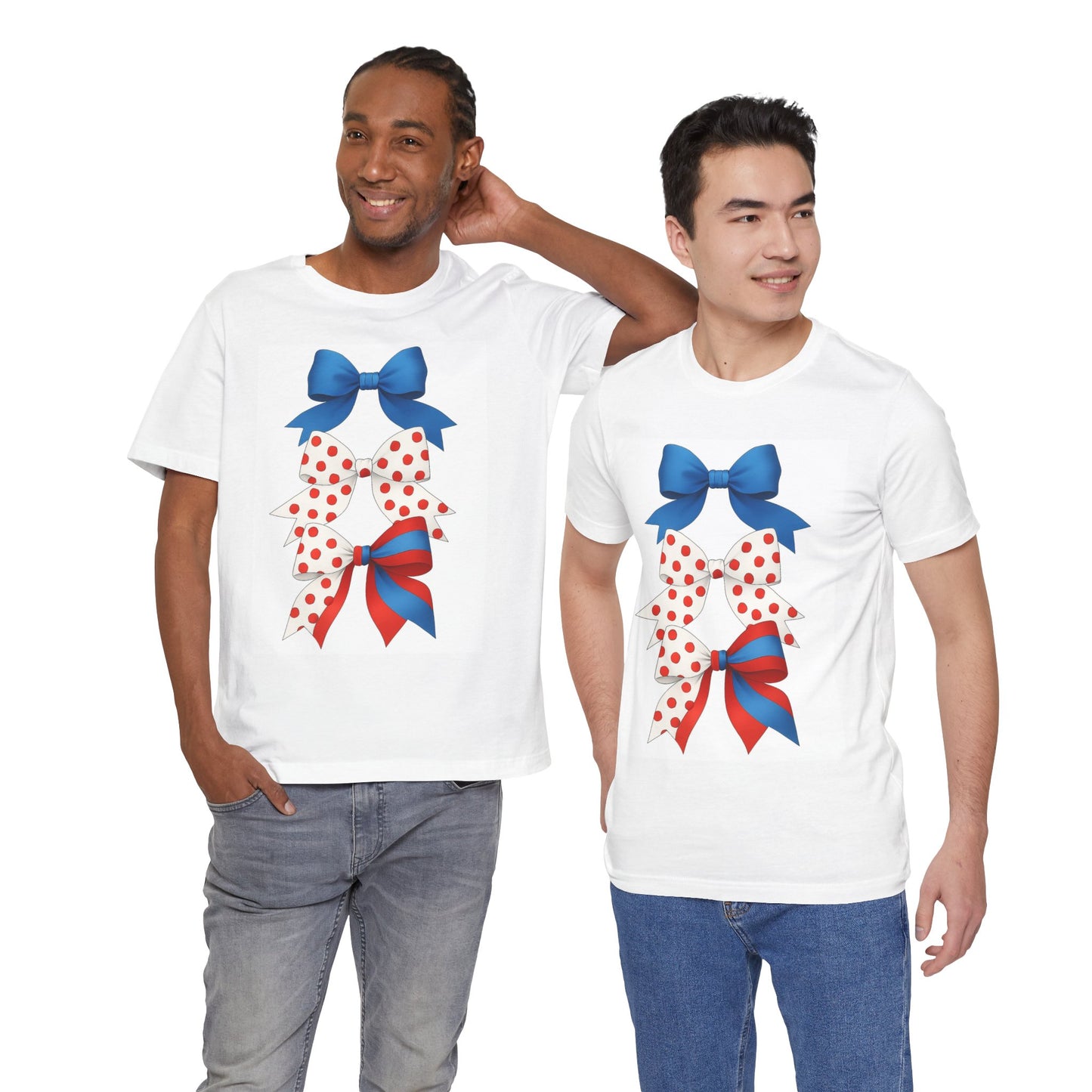 Patriotic Bows Tee - Festive Unisex Jersey Short Sleeve Tee, 4th of July Shirt, Summer Celebration Top, Cute Gift for Her, Holiday Apparel