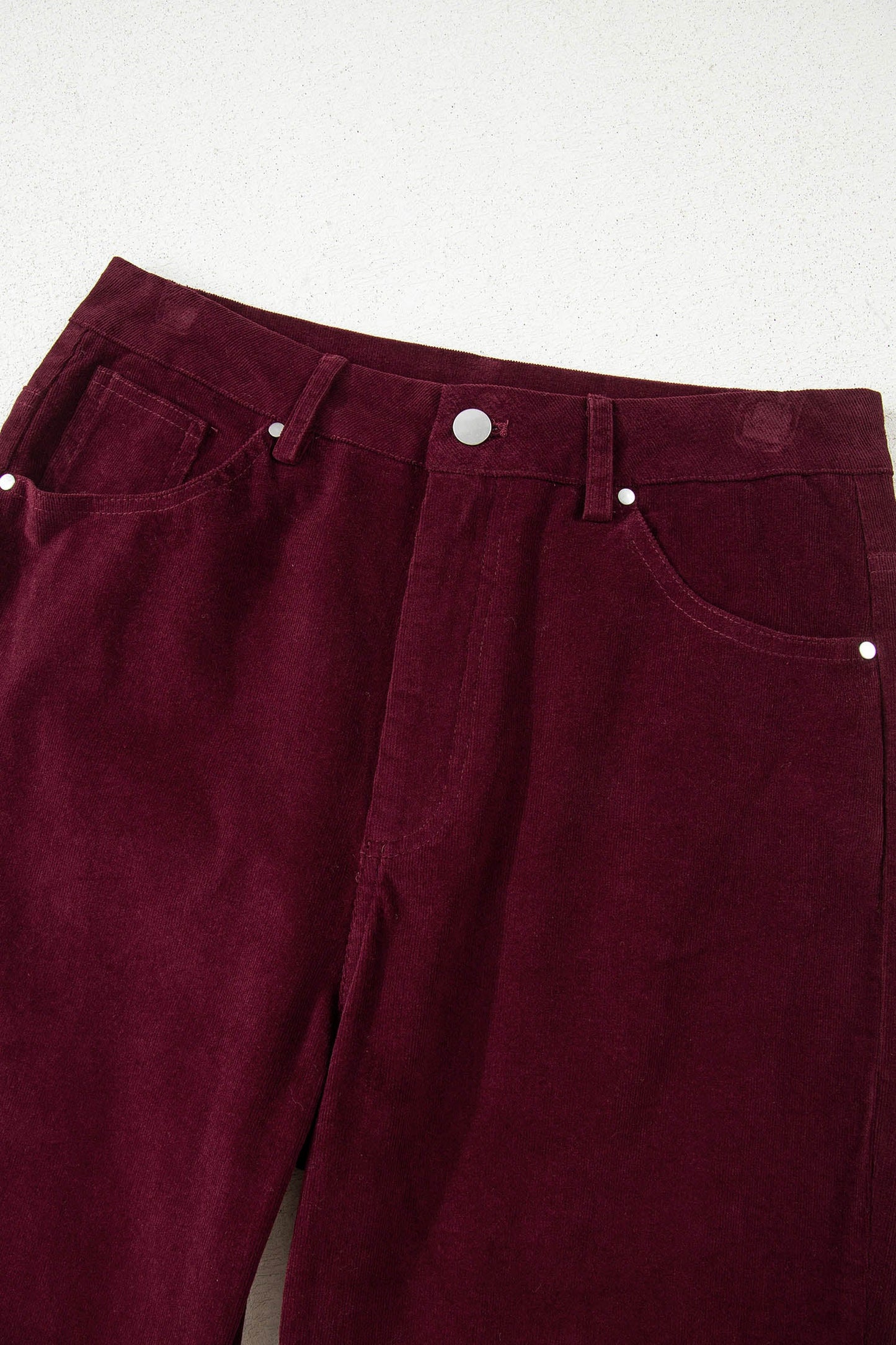Solid Corduroy High Waist Wide Leg Pants