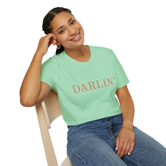 Darlin' Unisex Softstyle T-Shirt, Casual Tee, Gift for Her, Everyday Wear, Cute Graphic Tee, Trendy Fashion Top
