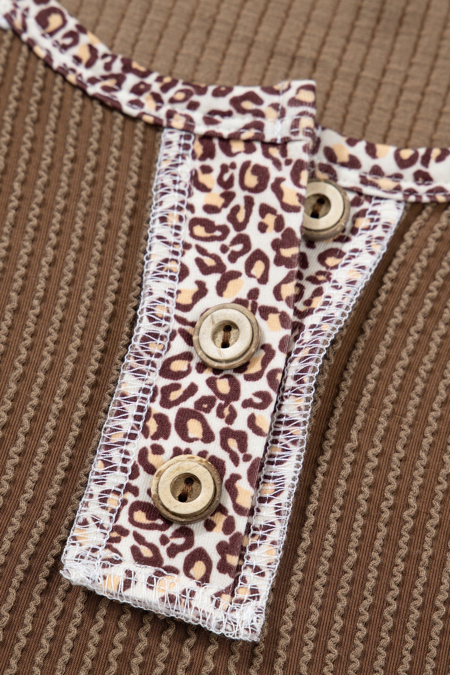 Leopard Corded Lace Patchwork Long Sleeve Top