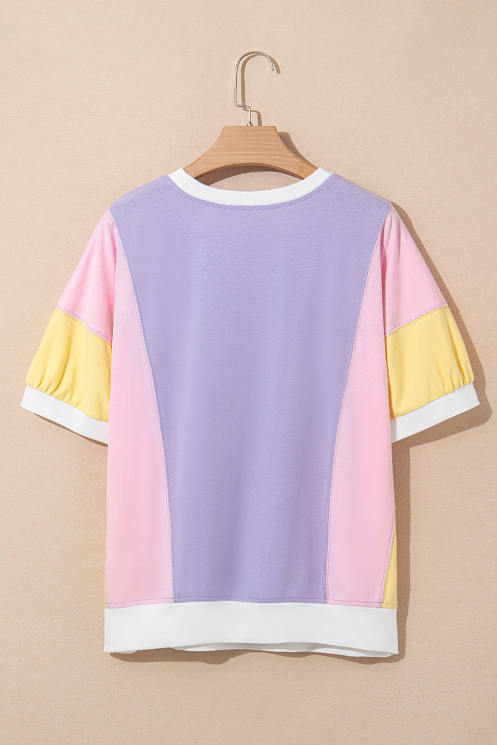 Colorblock Patchwork 3/4 Sleeve Chest Pocket T-Shirt