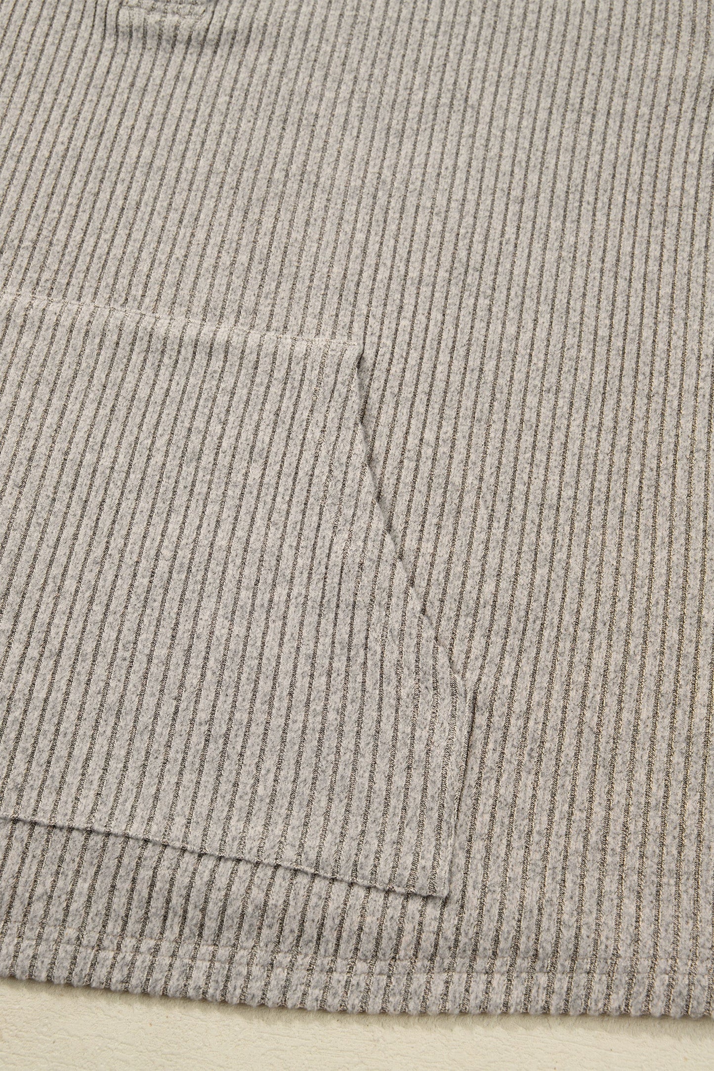 Plus Size Ribbed Knit Kangaroo Pocket Henley Top