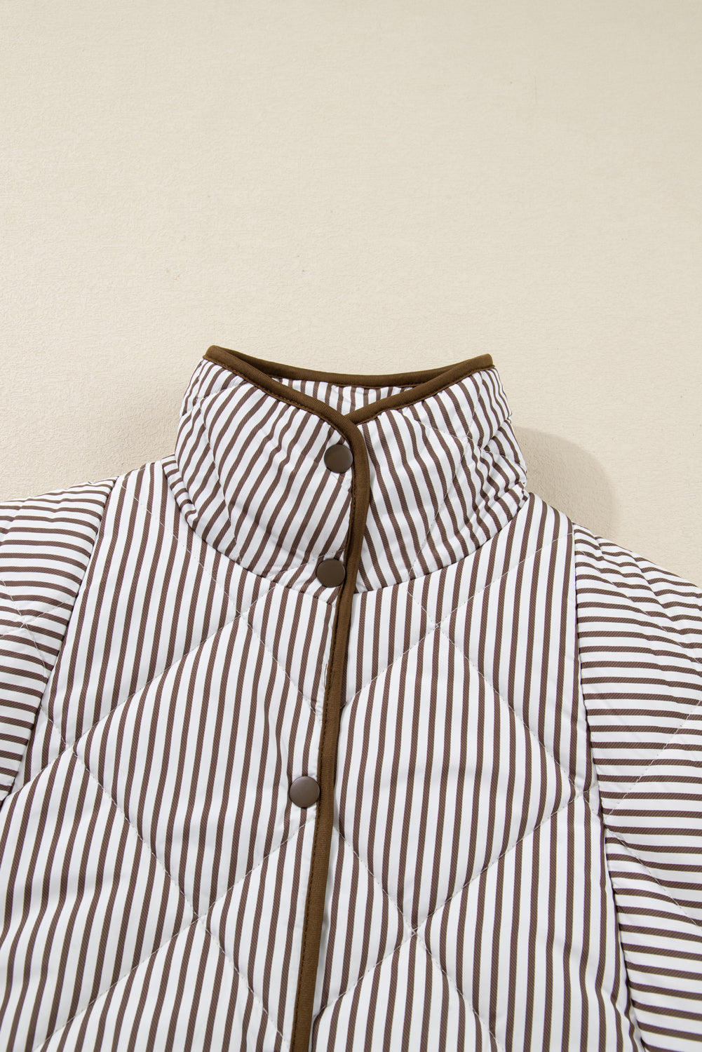 Plus Size Stripe Quilted Snap Button Vest