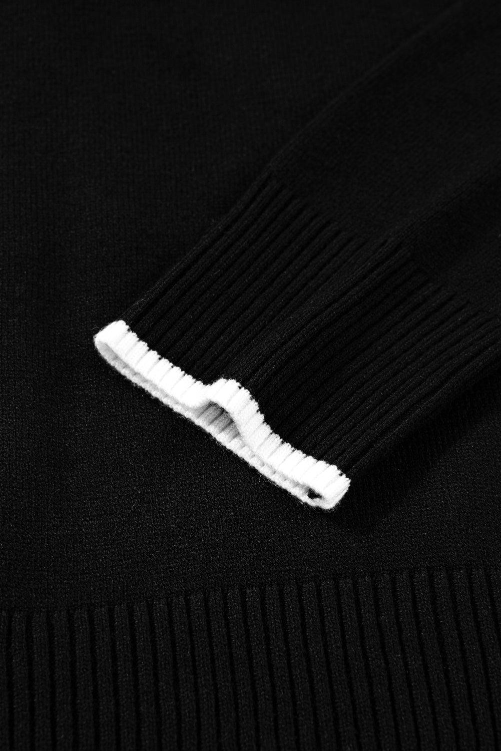 Bow Tie Contrast Trim Cropped Sweater