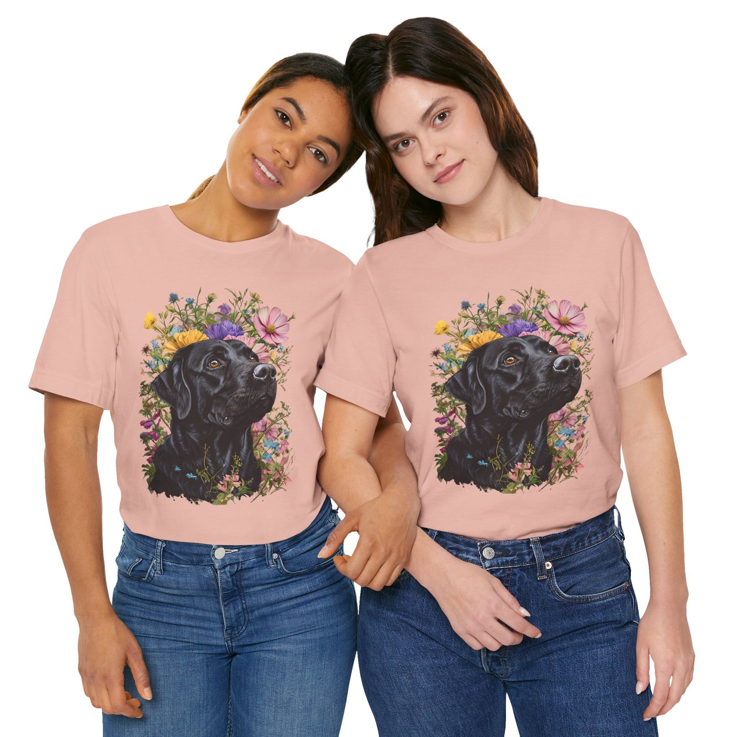 Black Lab Floral Short Sleeve Tee | Dog Lover Gift, Pet Memorial, Mother's Day Gift, Nature Lover Apparel, Casual Wear