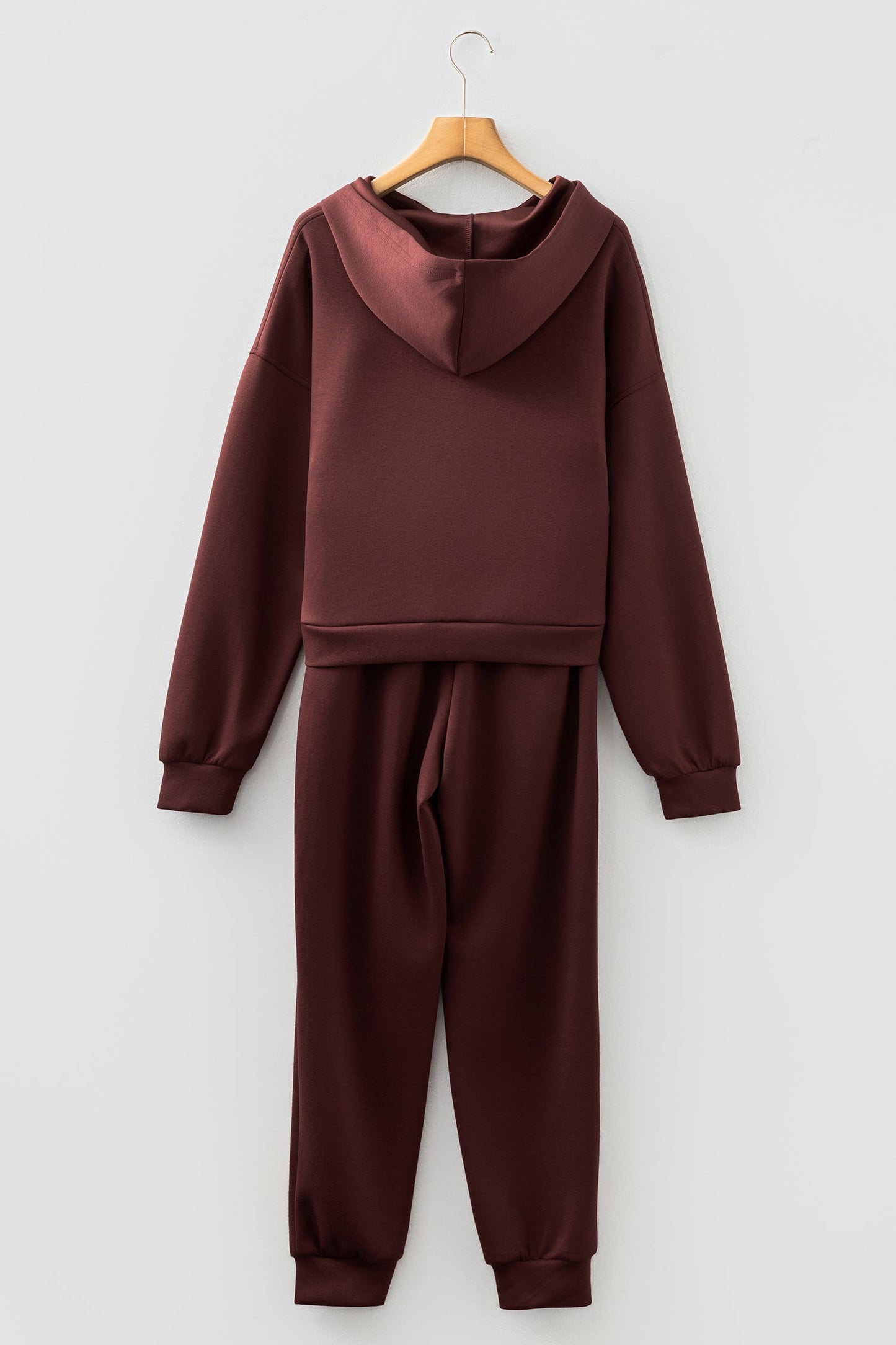 Solid Cropped Hoodie and Jogger Lounge Set