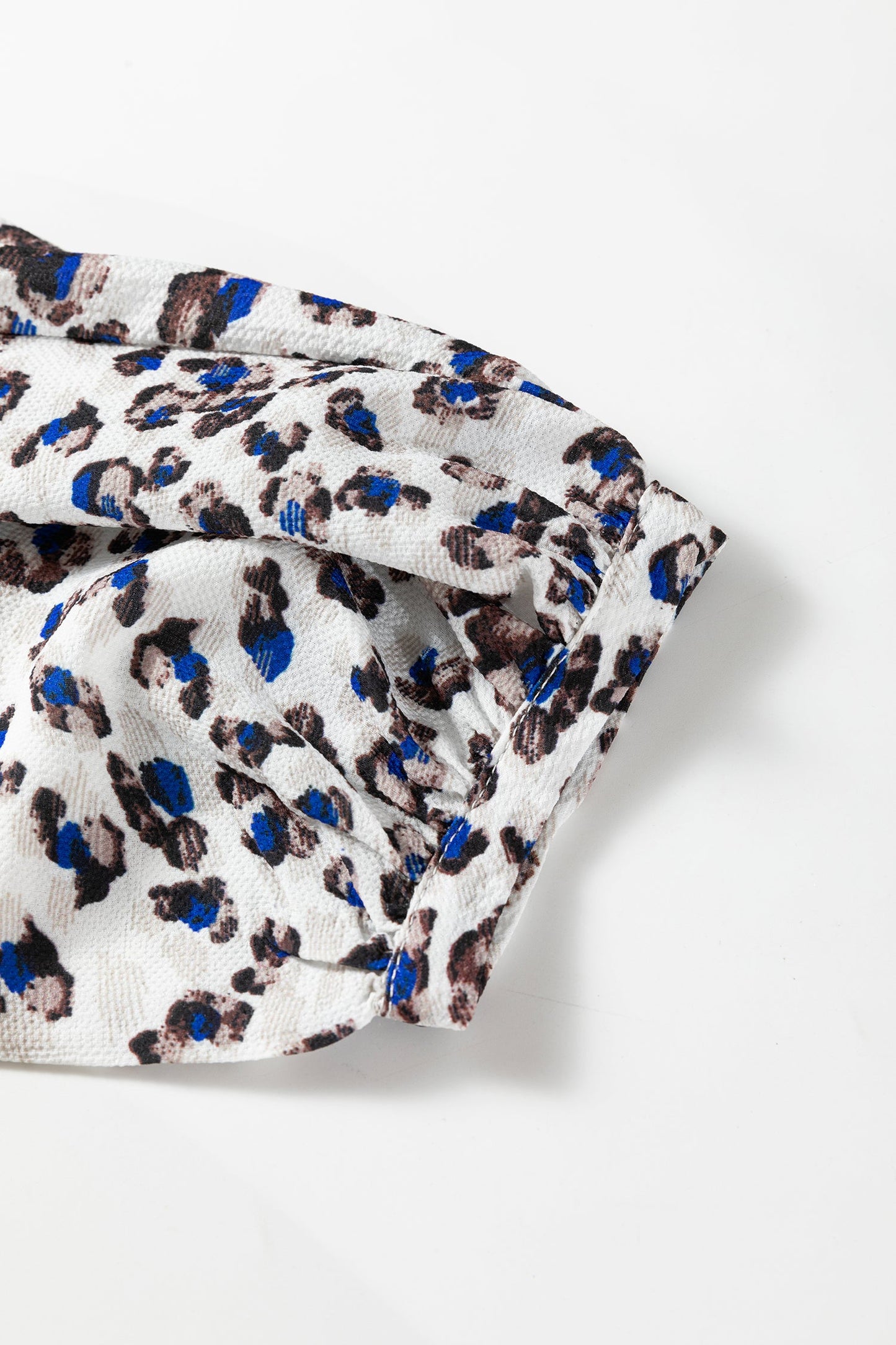 Leopard Buttoned V-Neck Long Sleeve Mini Dress