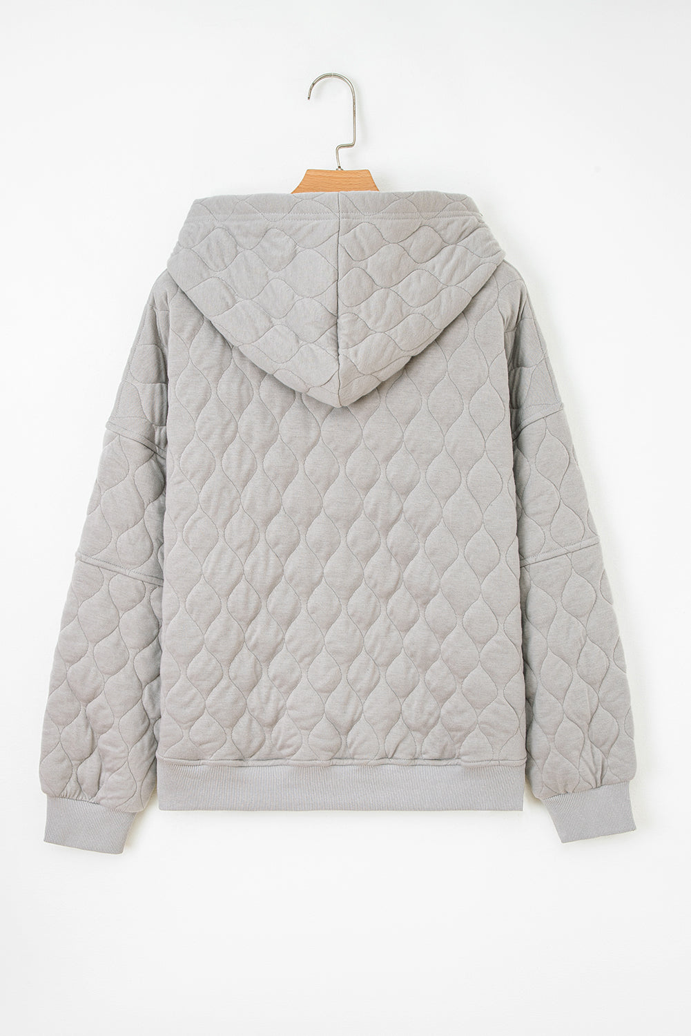 Plus Size Solid Quilted Quarter Zip Hoodie