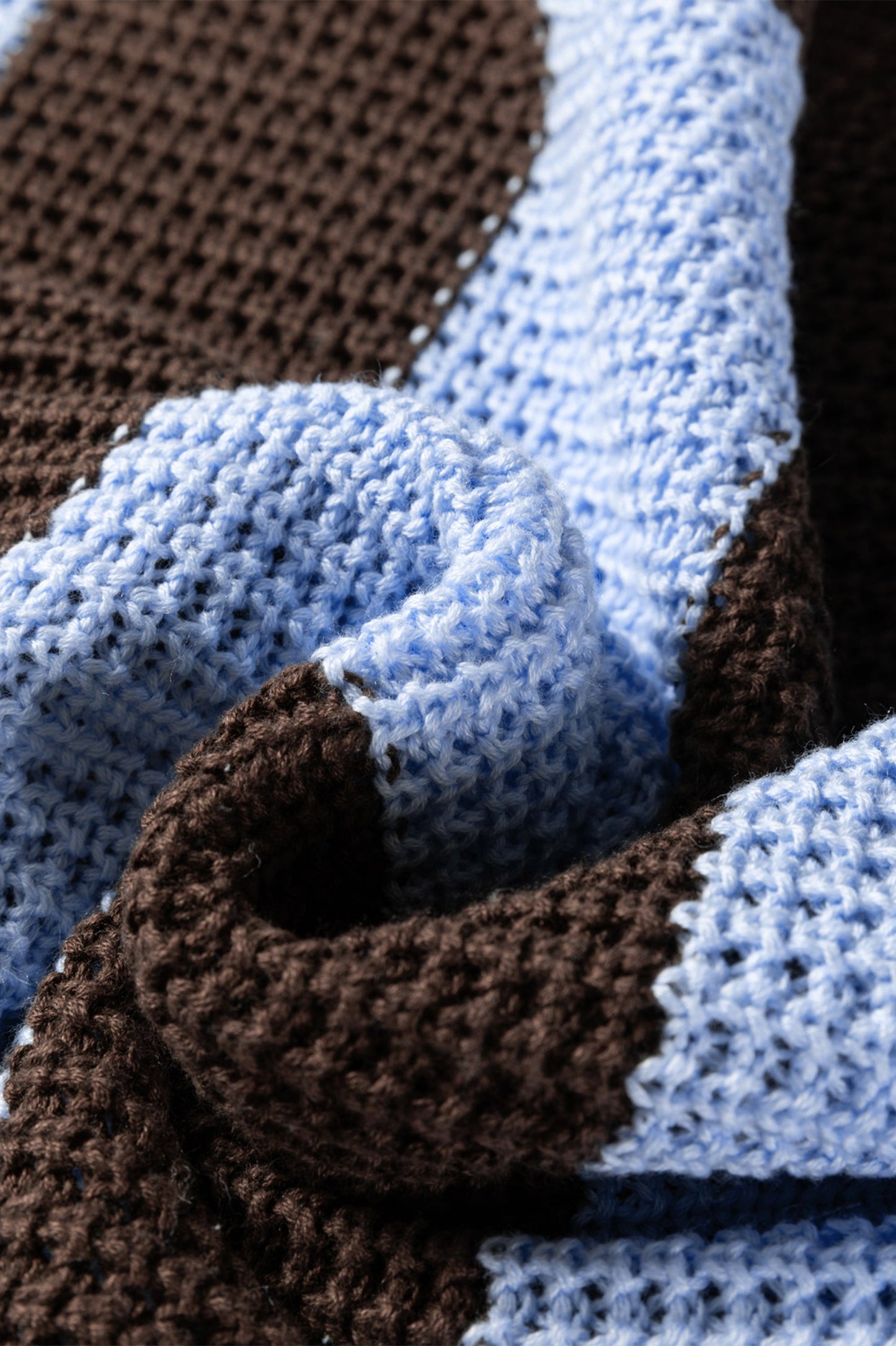 Stripe Colorblock Thermal Textured Knit Drop Shoulder Sweater