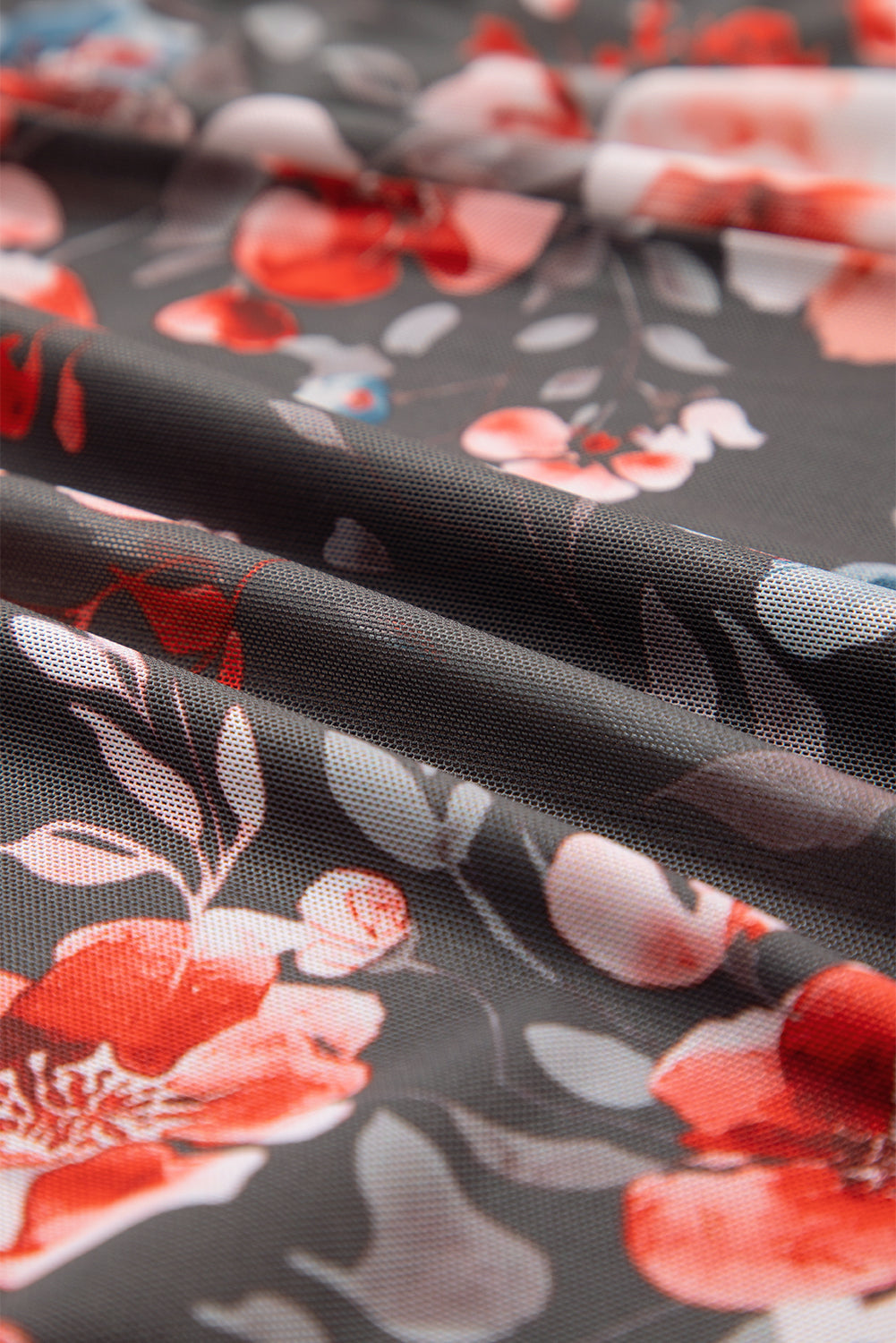 Floral Mesh Long Sleeve Mini Dress