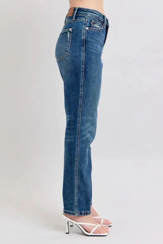Judy Blue Jeans - Full Size High Waisted Rigid Magic Non-destroy Straight Leg