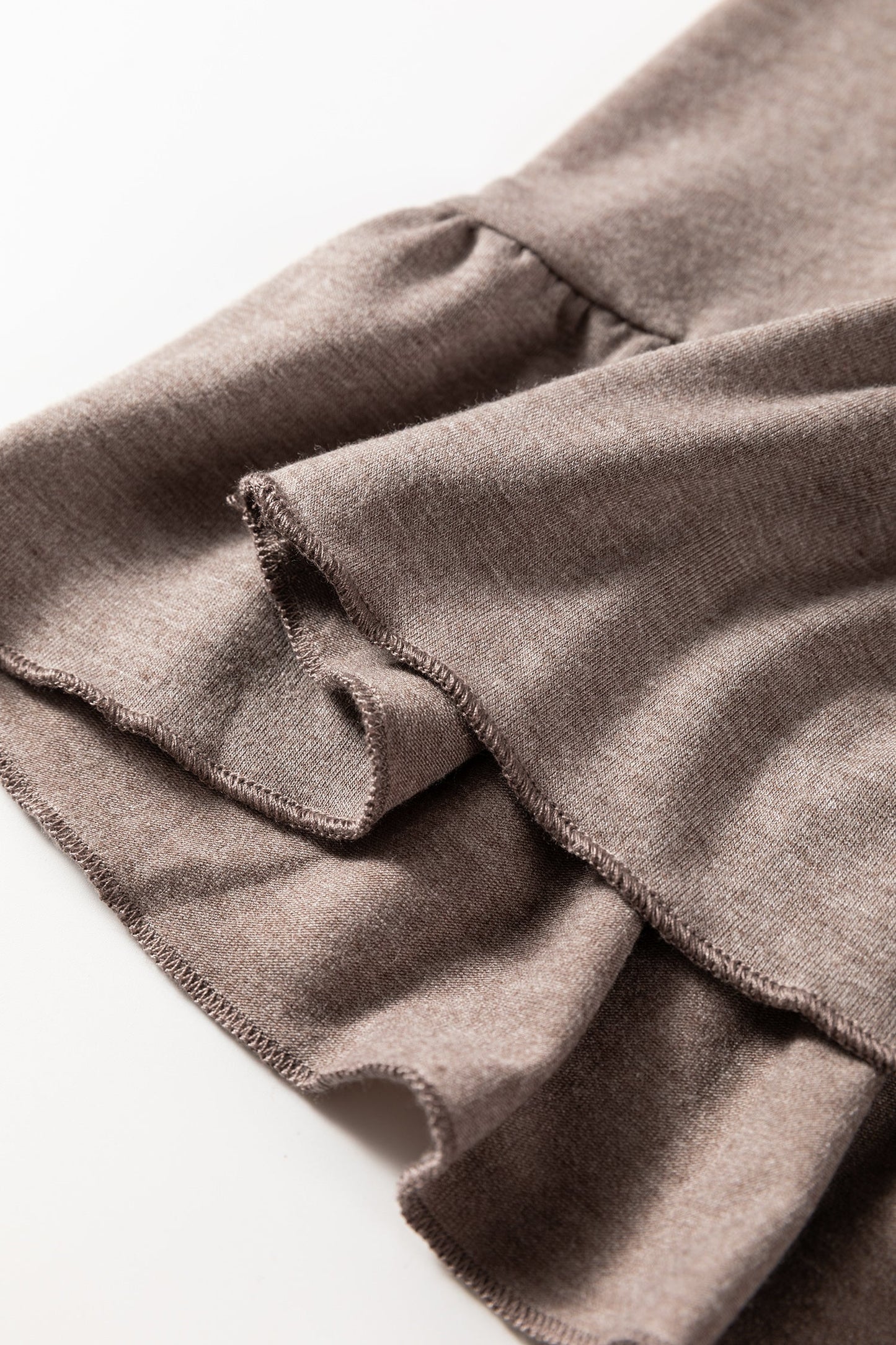 Solid Ruffle Wide Leg High Waist Pants