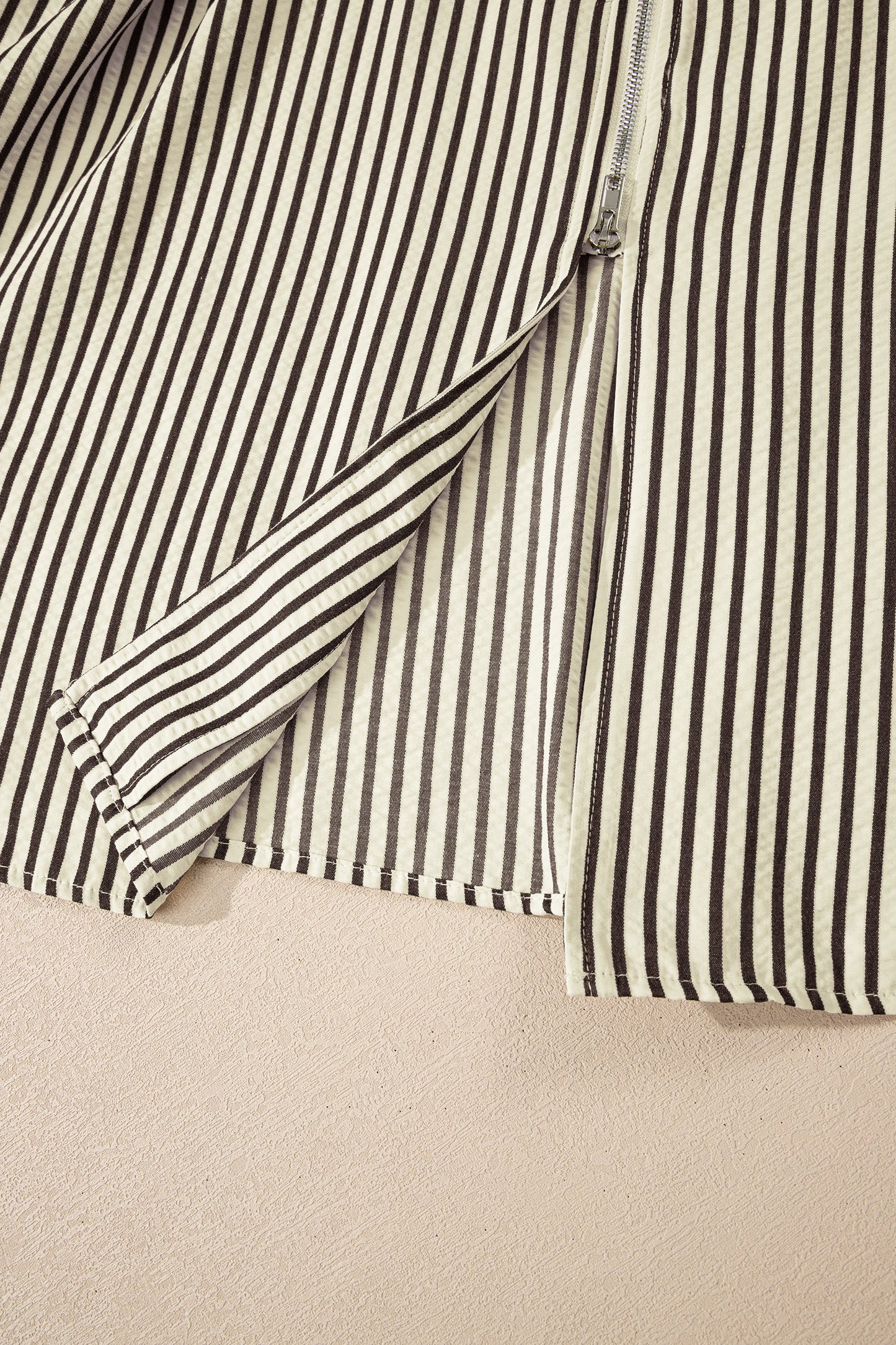 Stripe V-Neck Zip Front Midi Dress