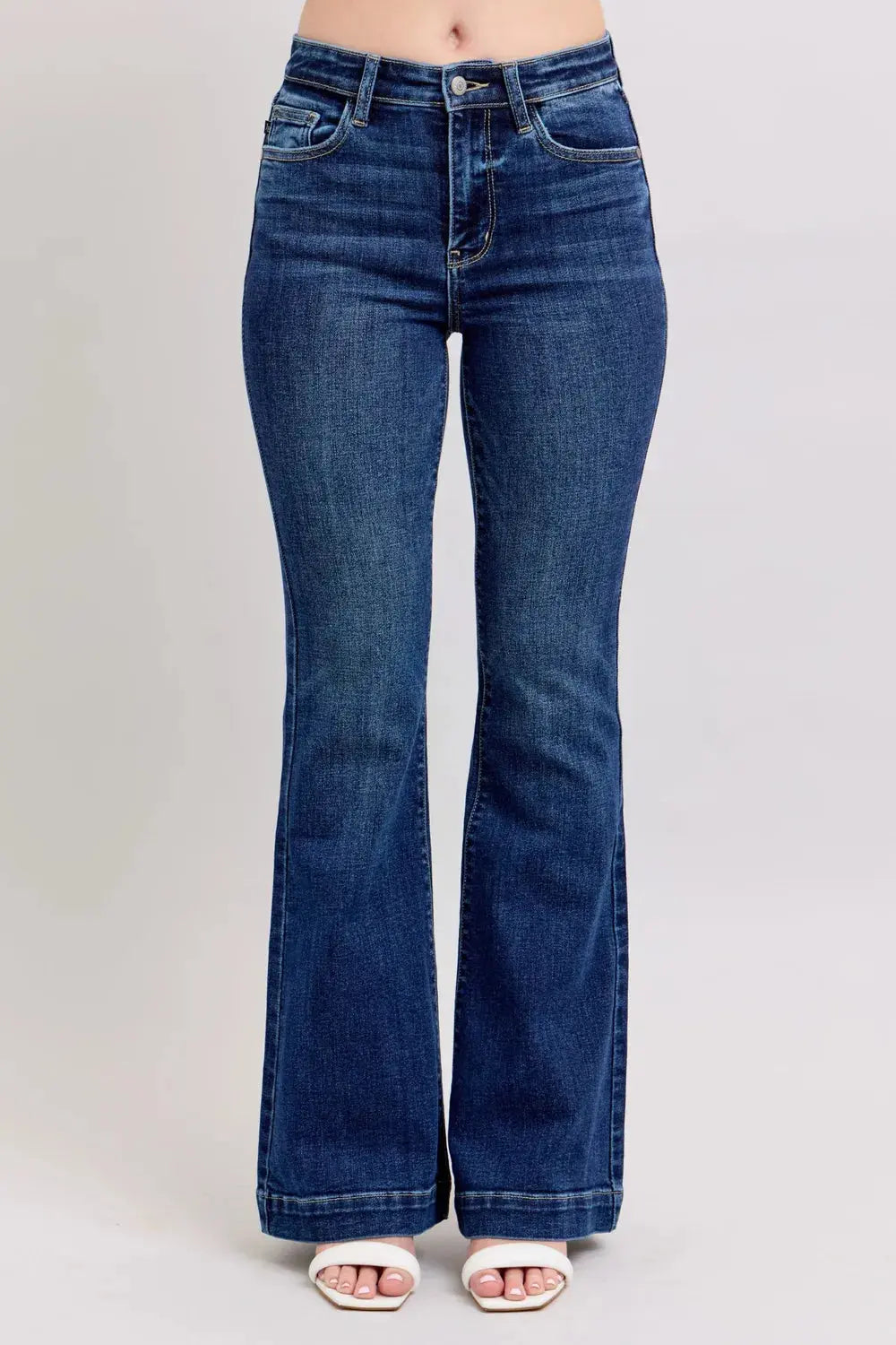 Full Size High Rise Flare Judy Blue Jeans with Pockets