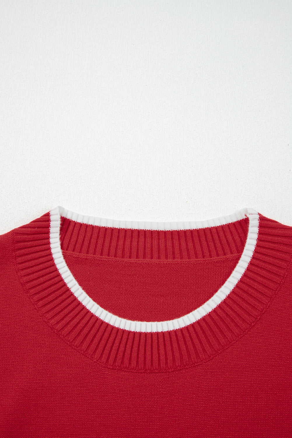 Bow Tie Contrast Trim Cropped Sweater