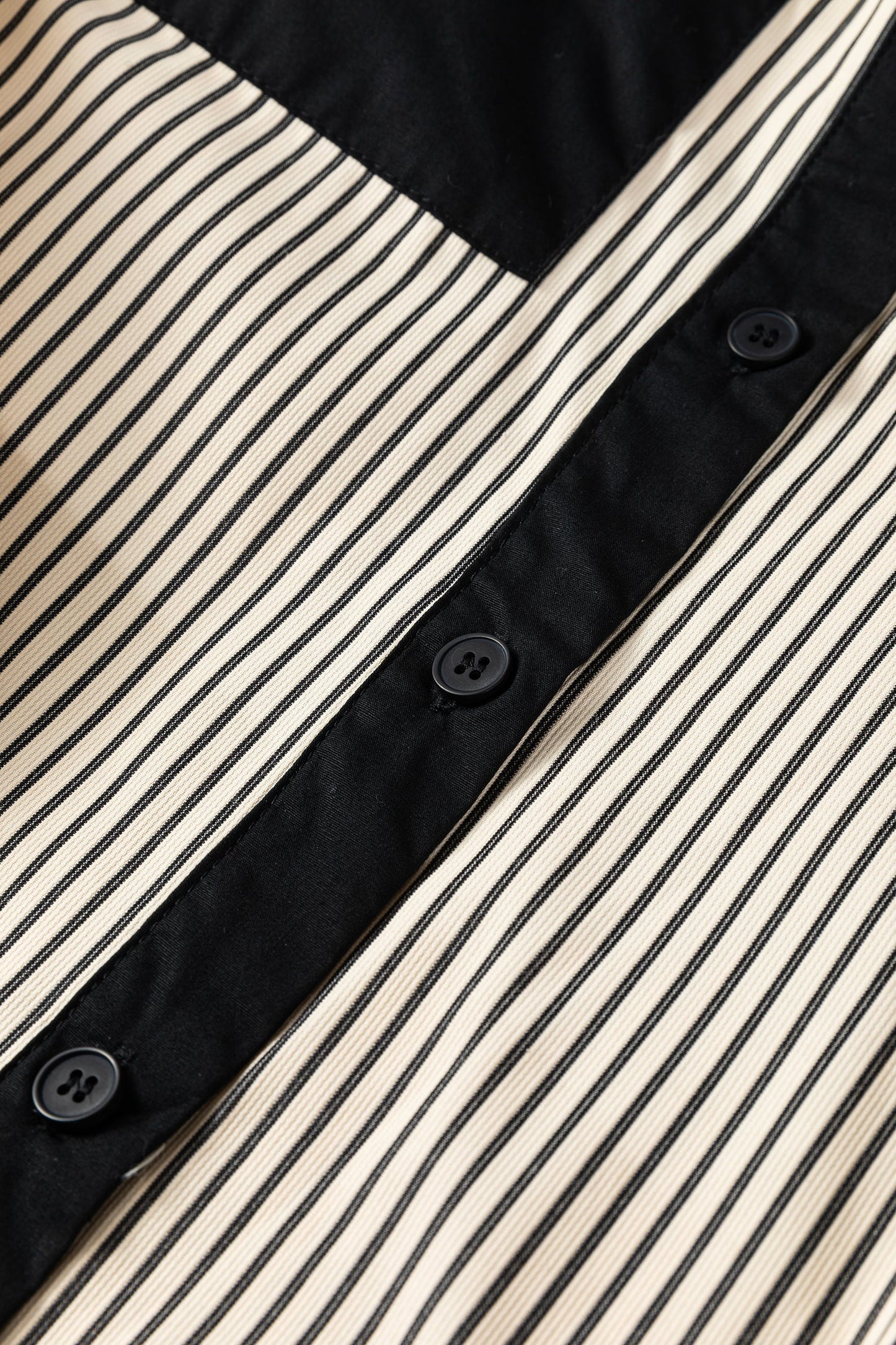 Stripe Patchwork Chest Pocket Mini Shirt Dress