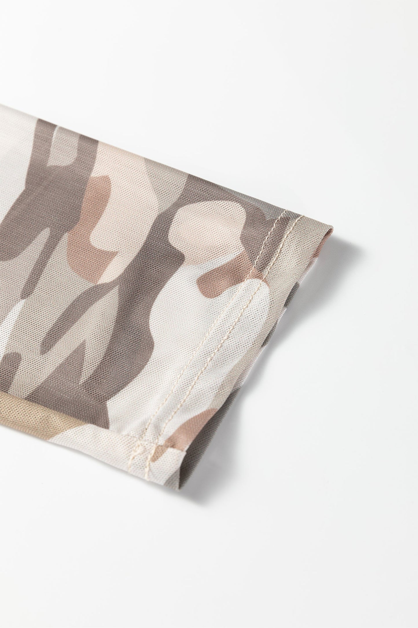 Plus Size Western Camo Mesh Long Sleeve Top