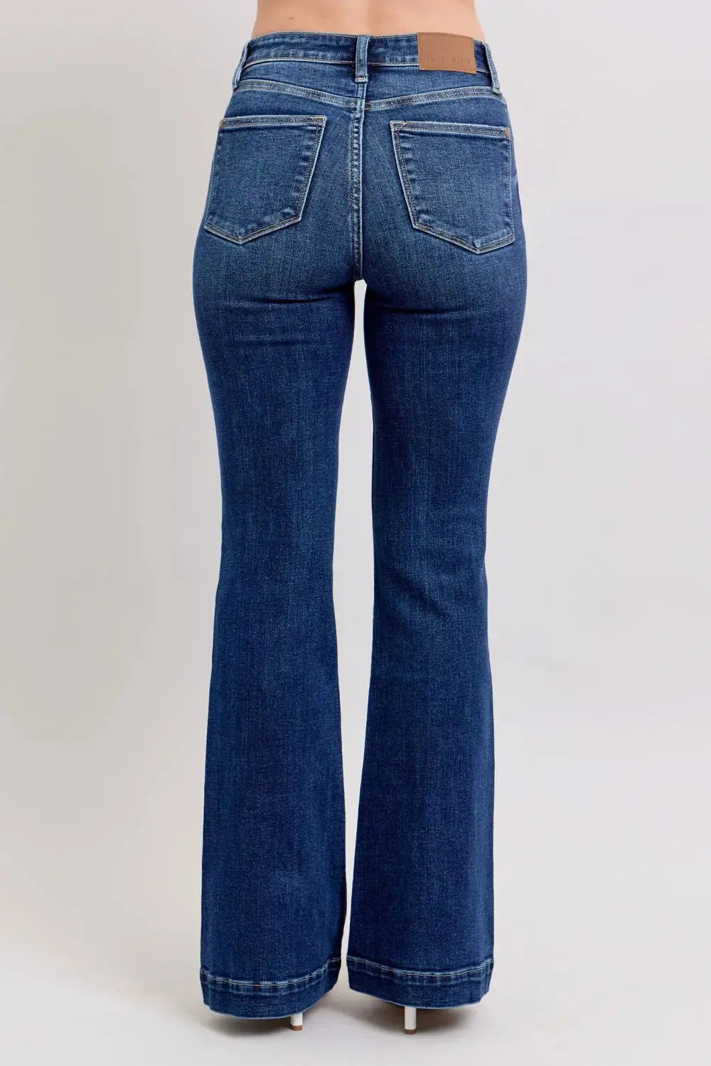 Full Size High Rise Flare Judy Blue Jeans with Pockets