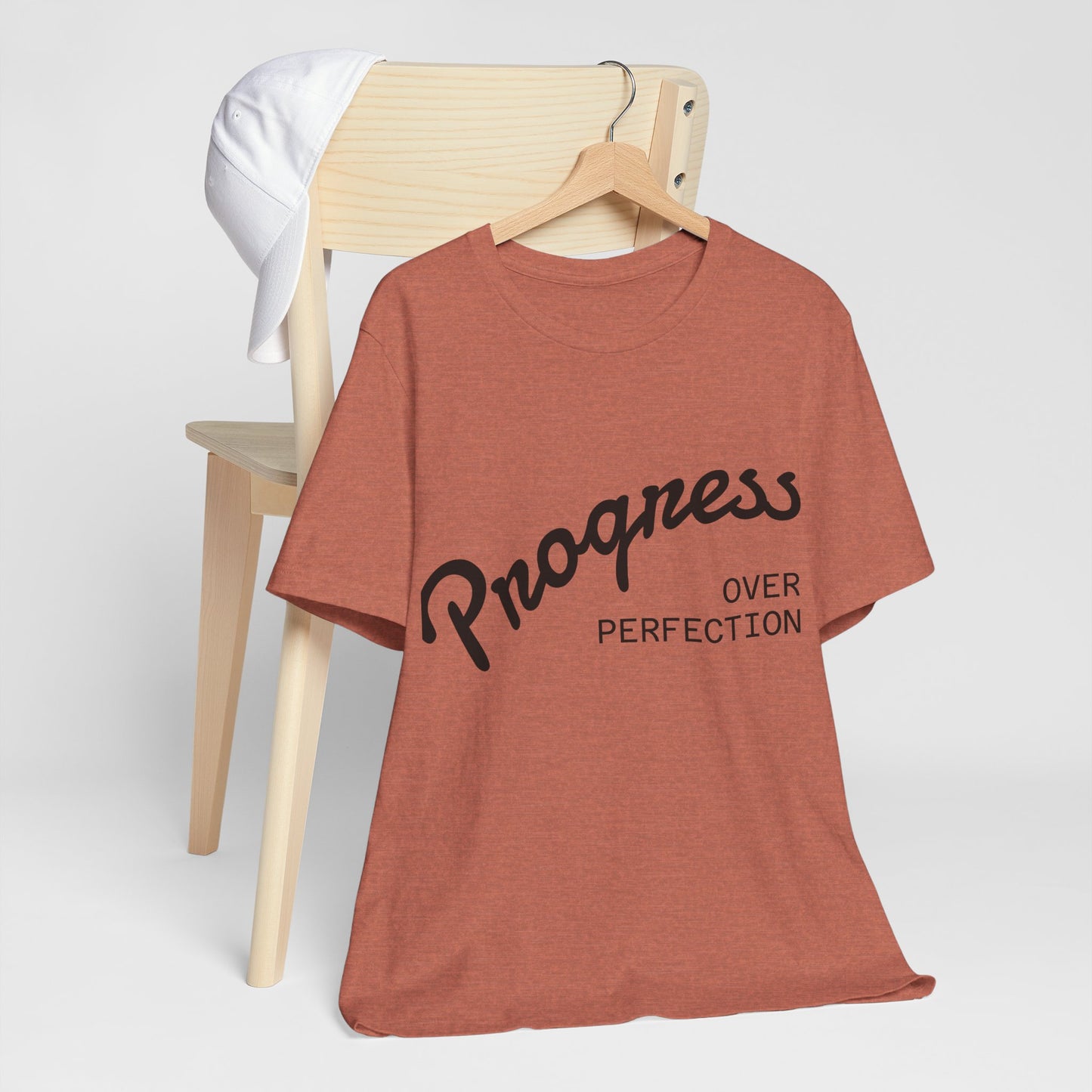 Unisex Tee: Progress Over Perfection Shirt, Motivational Top, Casual Wear, Gift for Growth Mindset, Everyday Comfort