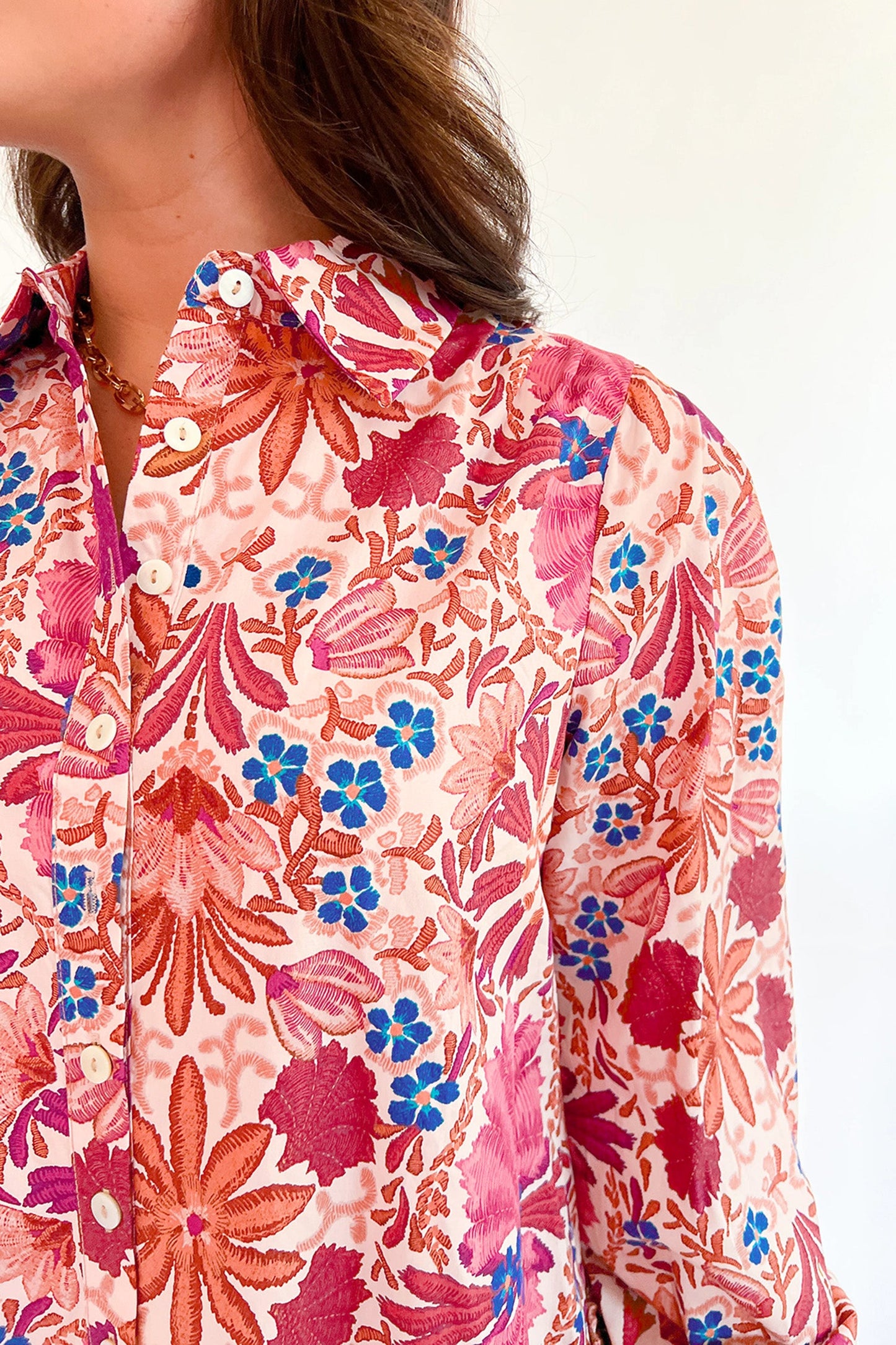 Floral Collared Long Sleeve Mini Dress