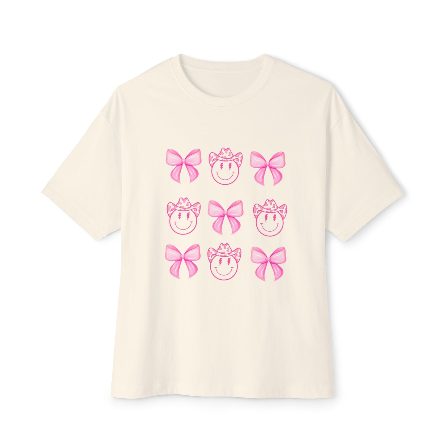 Oversized Tee Smiley Cowboy and Bow Shirt
