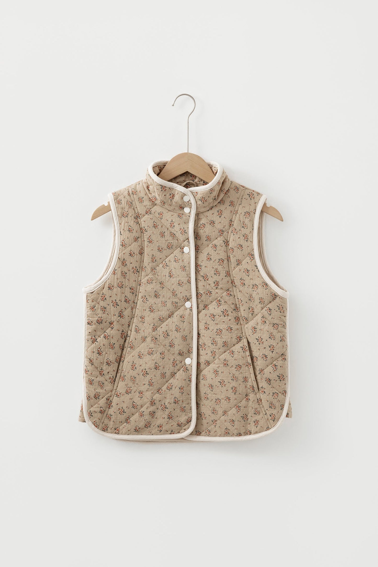 Floral Quilted Button Front Vest