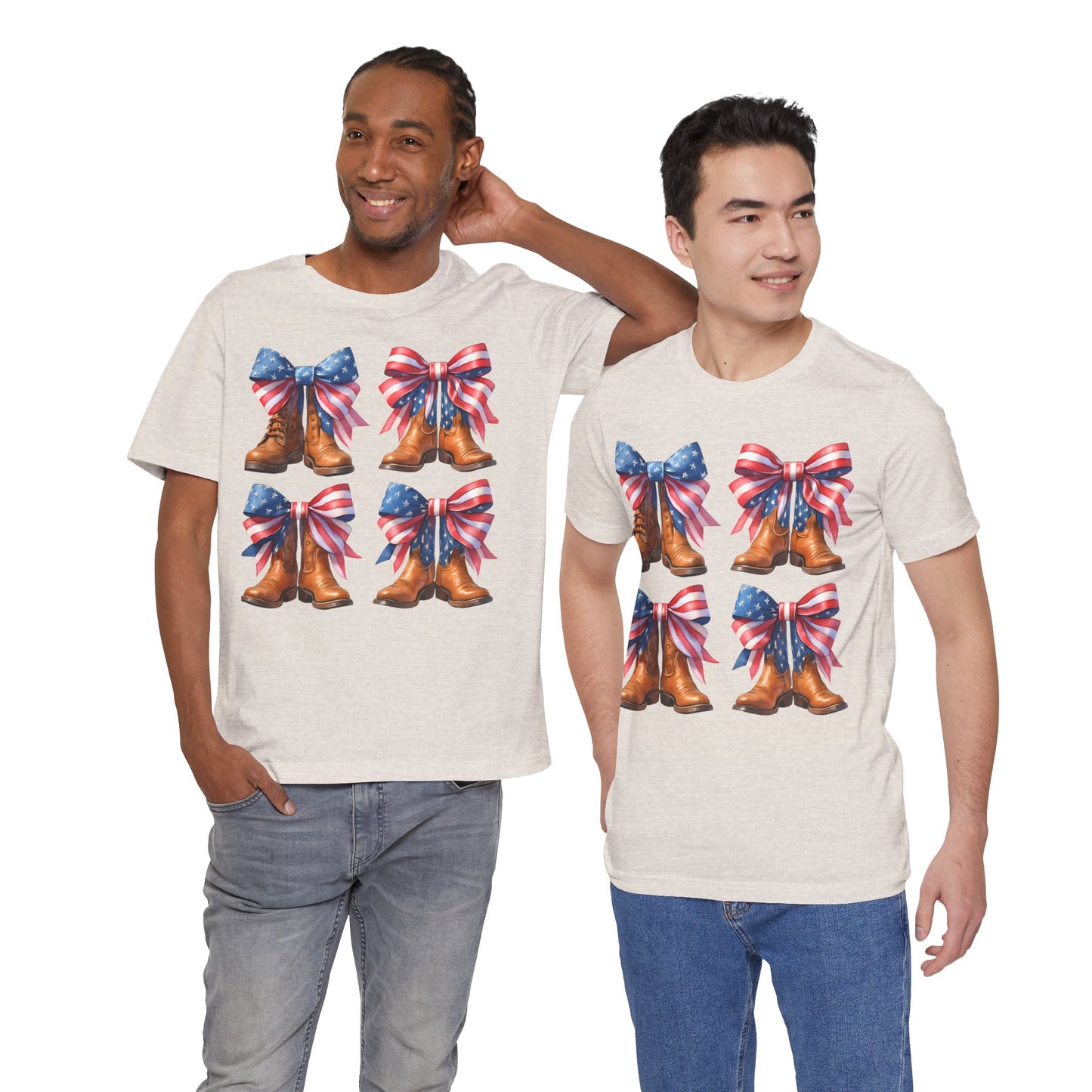 T-Shirt American Cowboy Boot with American Flags Patriotic Tee