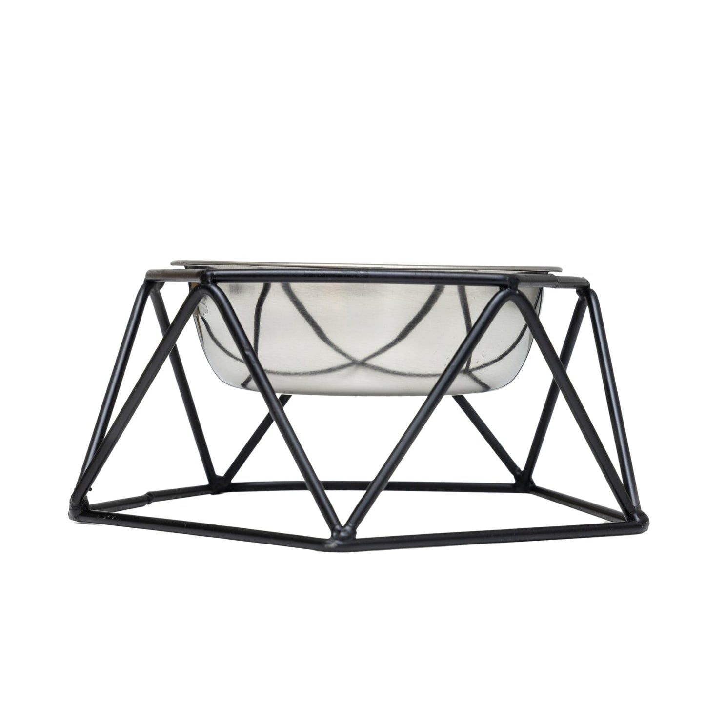Country Living Elevated Single Dog Bowl Feeder – Geometric Design with Removable Stainless Steel Bowl