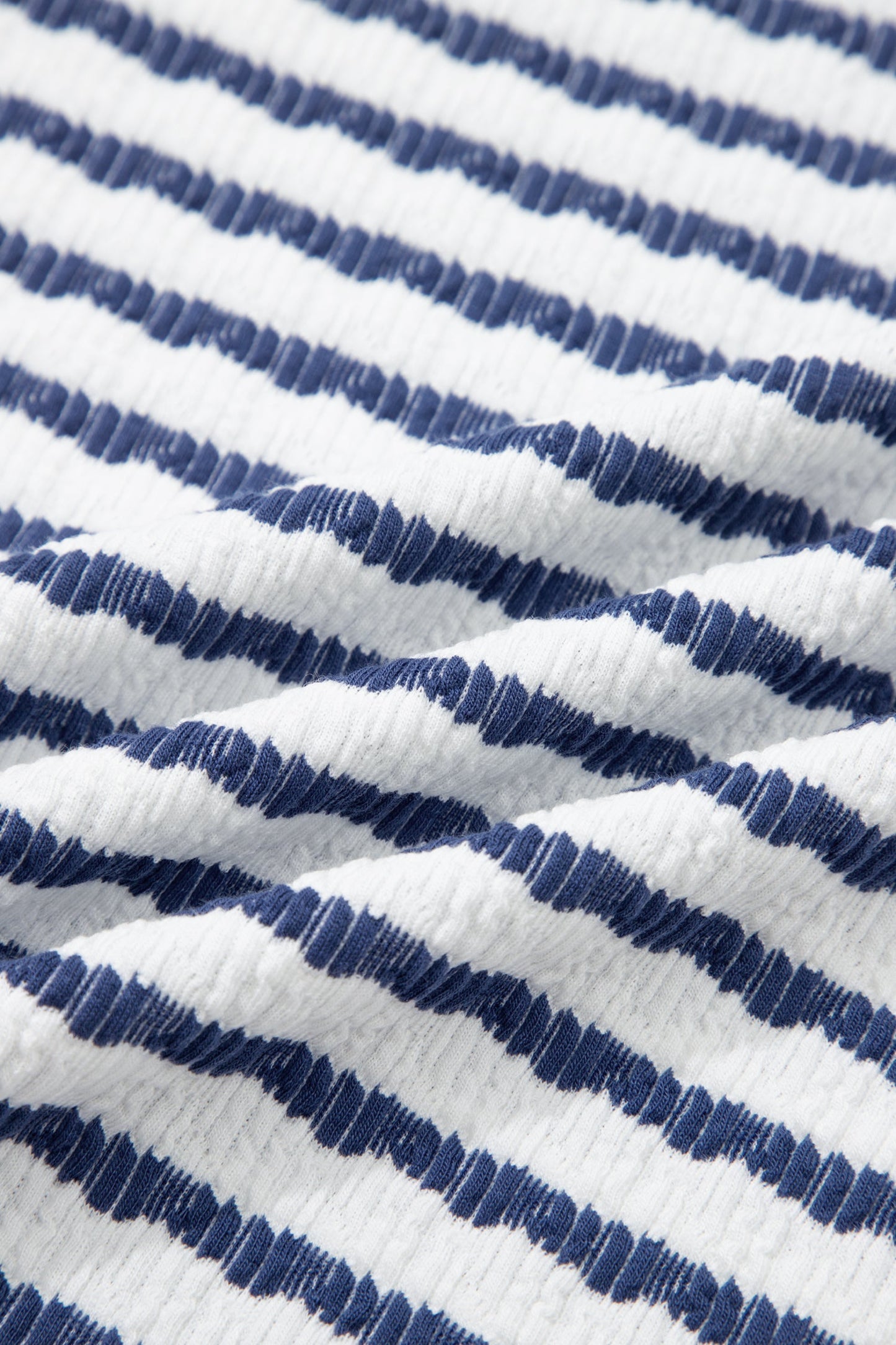 Stripe Textured Knit 3/4 Sleeve Top