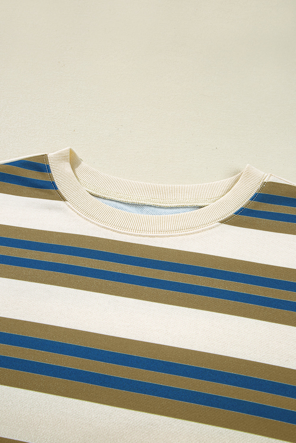 Stripe Crewneck Drop Shoulder Sweatshirt