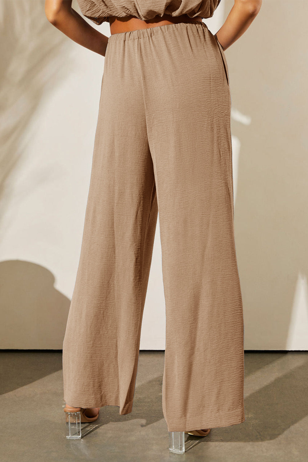 Solid Keyhole Puffy Tank and Pants Set