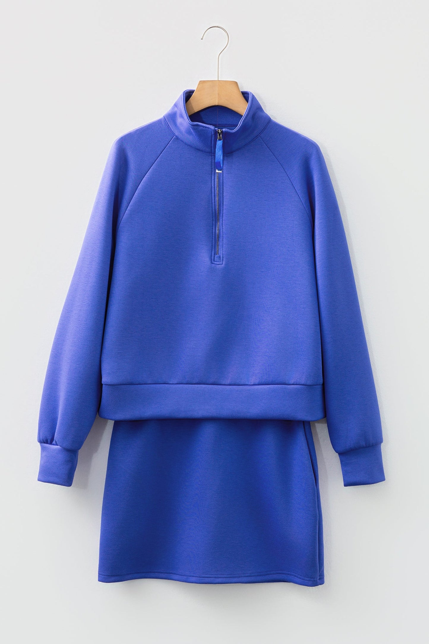 Solid Half Zip Pullover and Mini Skort Set