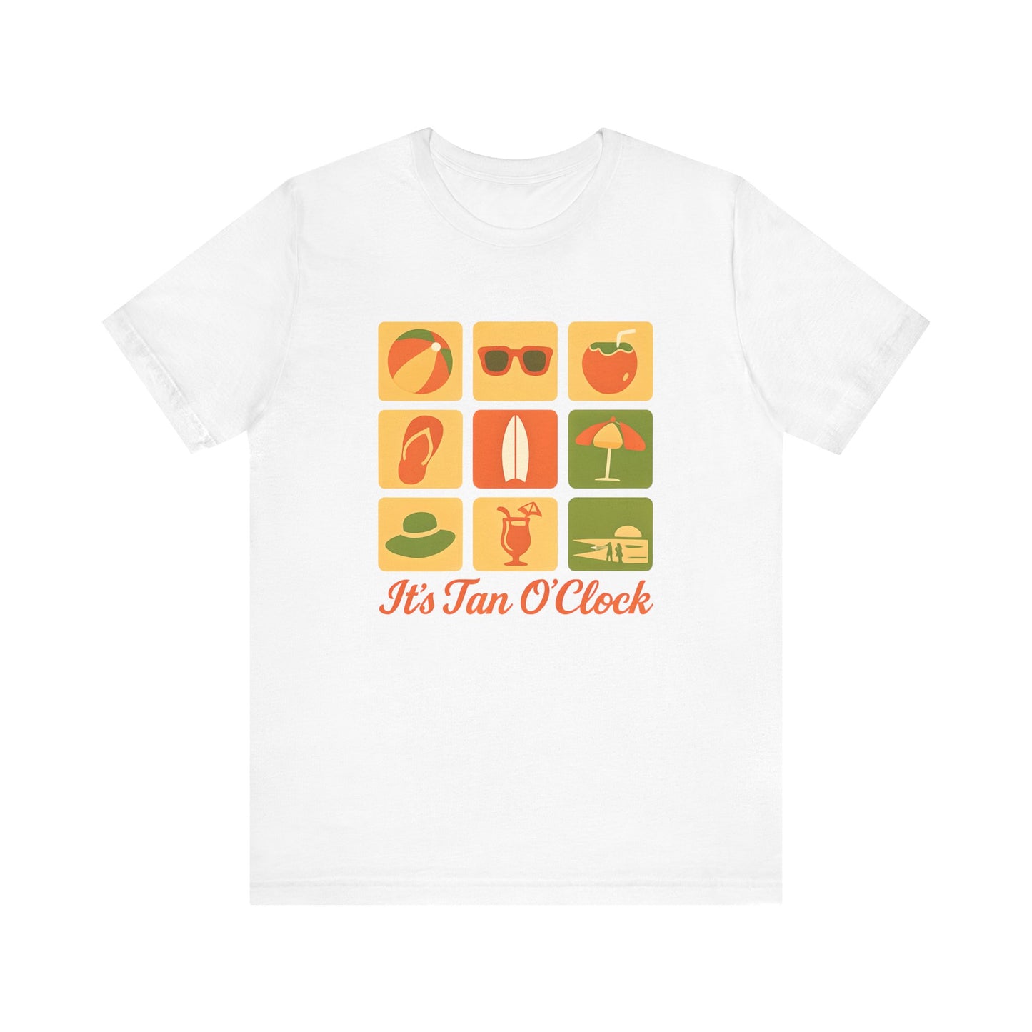 Summer Vibes Tee - It's Tan O'Clock, Unisex Beach Shirt, Vacation Outfit, Gift for Sun Lovers, Casual Summer Wear, Summer Holiday Apparel