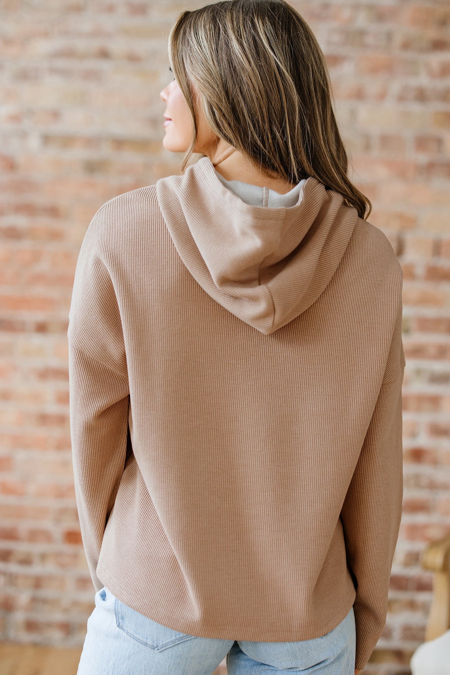 Ribbed Knit Leopard & Lace Drawstring Hoodie