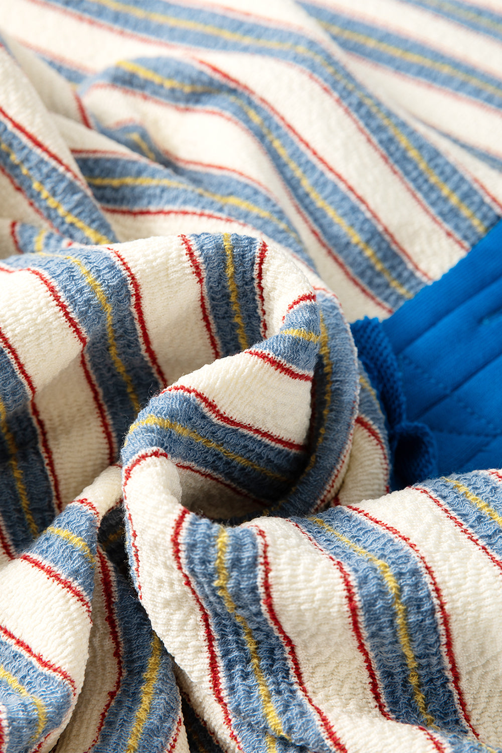 Stripe Buttoned Collared V-Neck Drop Shoulder Top