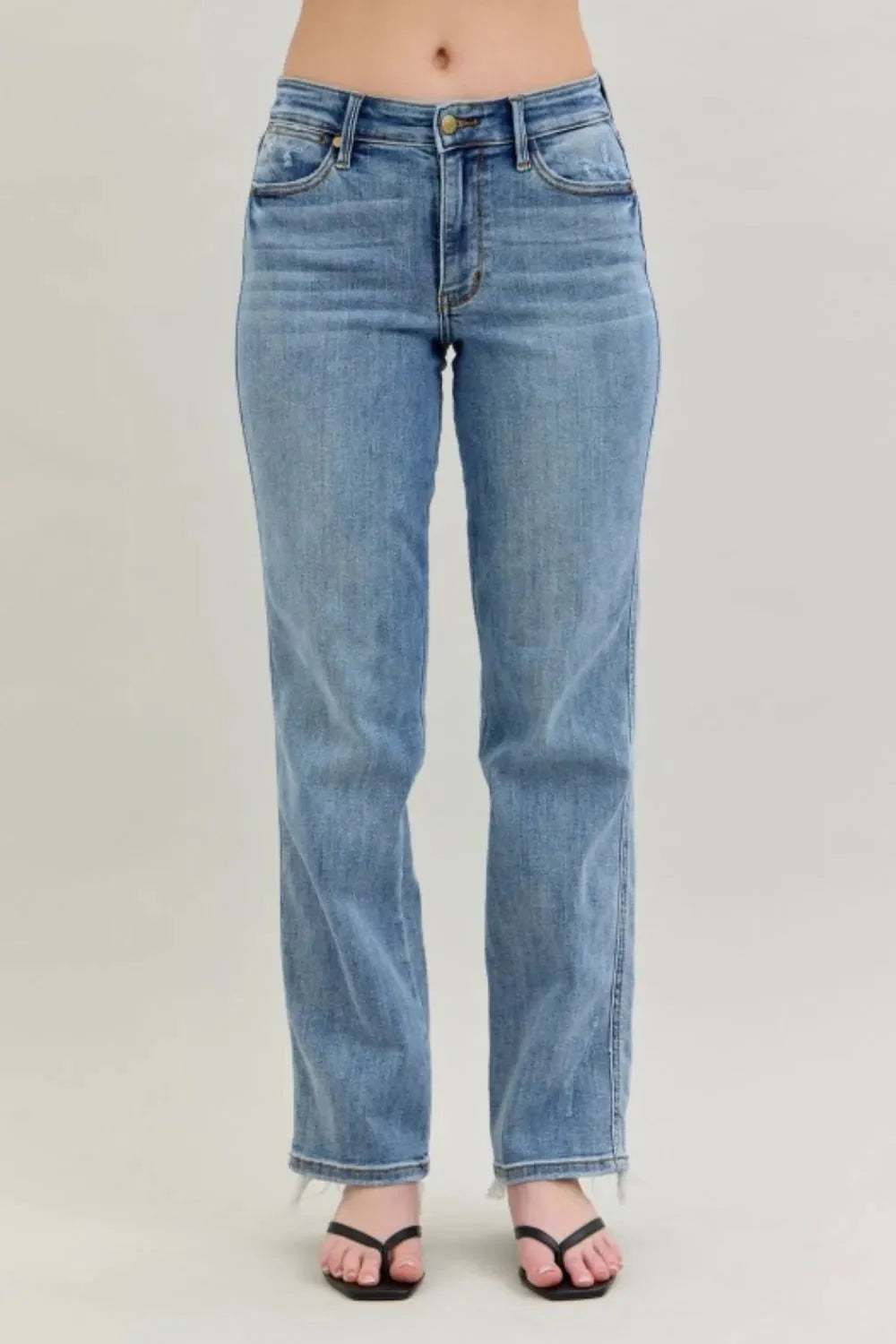 Judy Blue Jeans - Frayed Hem Cell Phone Pocket Dad Jeans