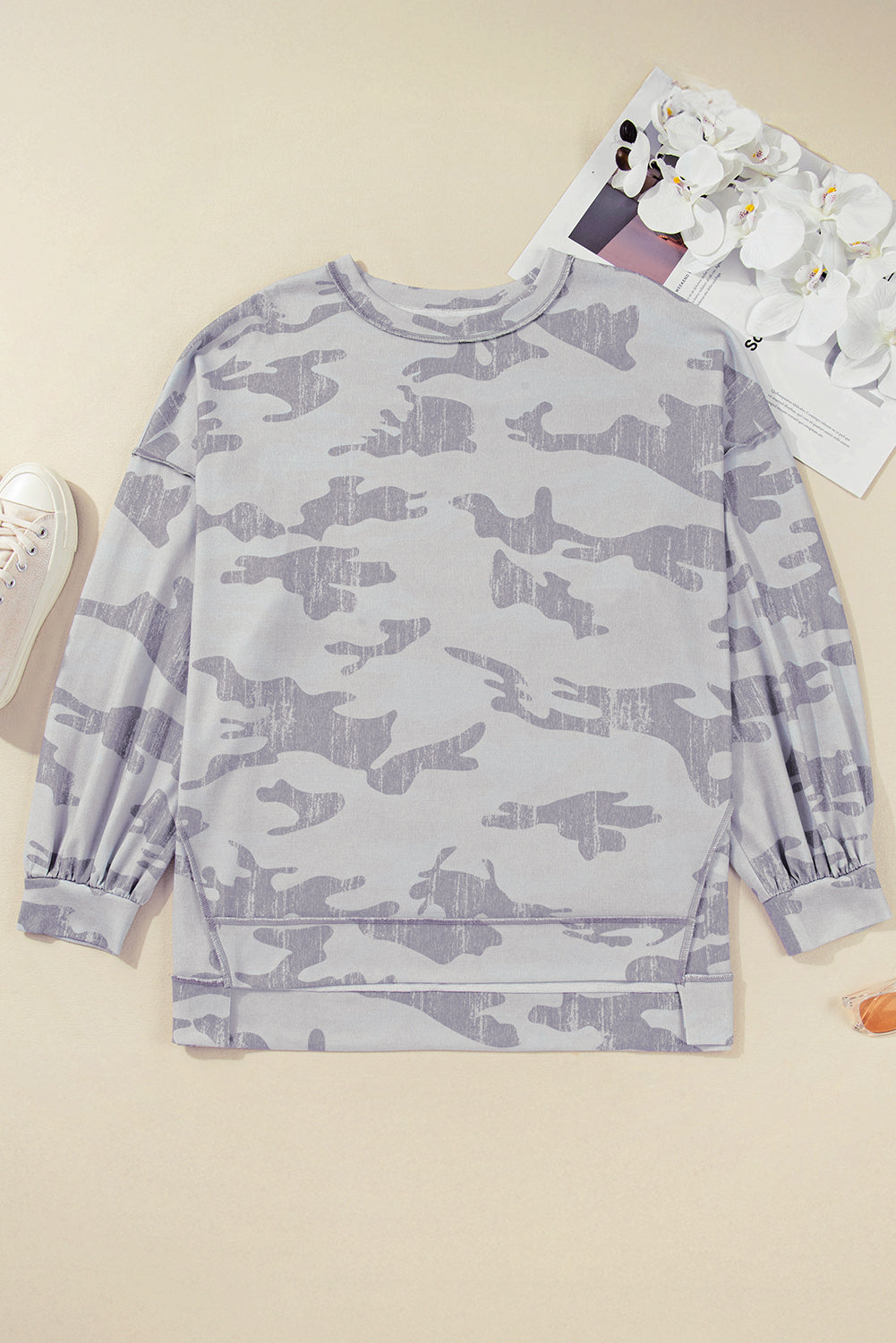 Plus Size Camouflage Crewneck Sweatshirt