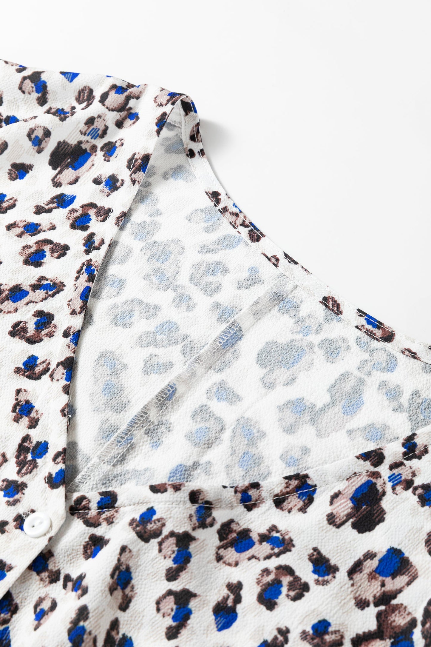 Leopard Buttoned V-Neck Long Sleeve Mini Dress