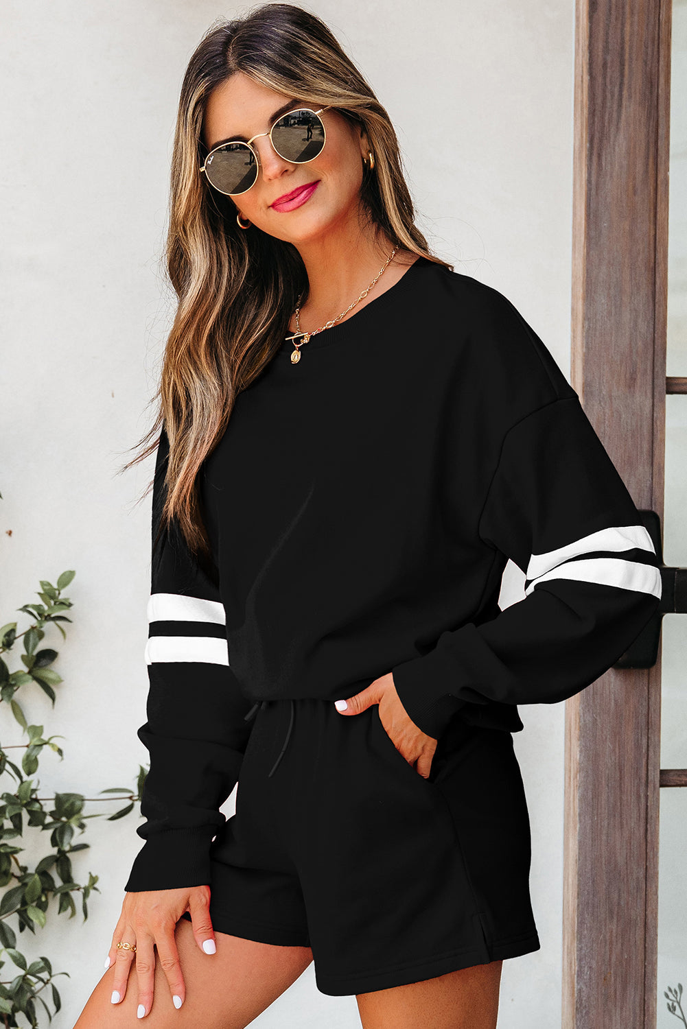 Varsity Stripe Sweatshirt and Short Set
