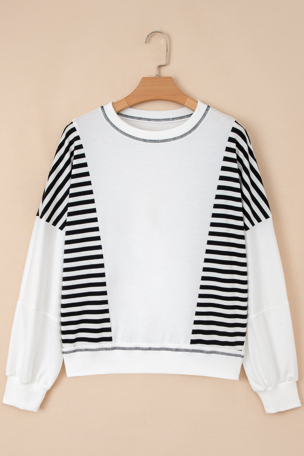 Stripe Colorblock Patchwork Contrast Stitch Sweatshirt