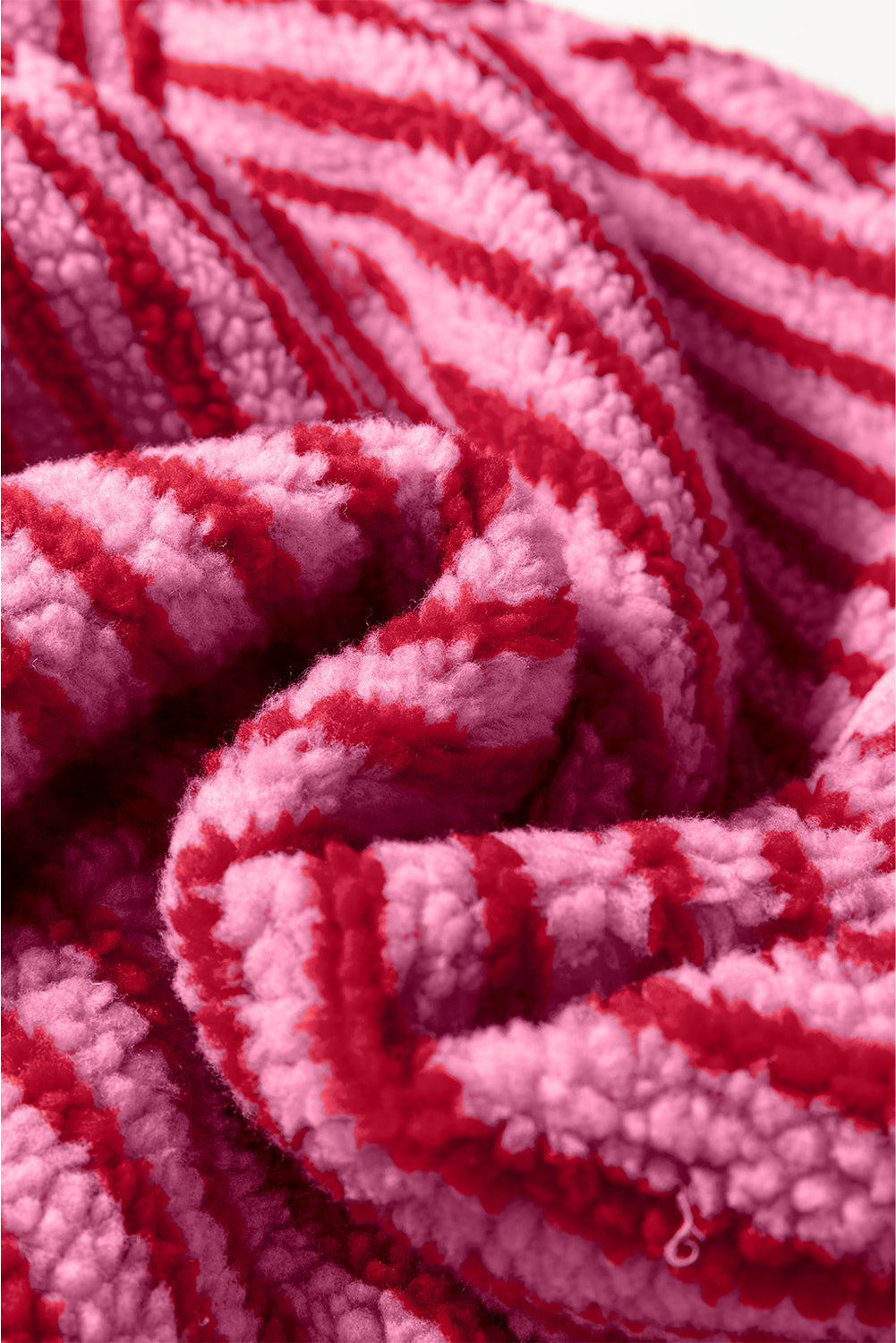 Stripe Fleece Quarter Zip Oversize Sweatshirt