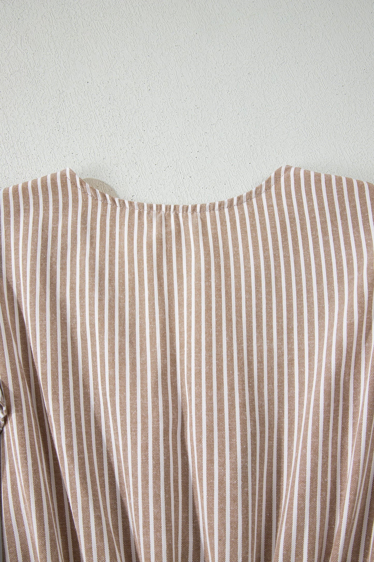 Stripe Flutter Sleeve Buttoned V-Neck Maxi Dress