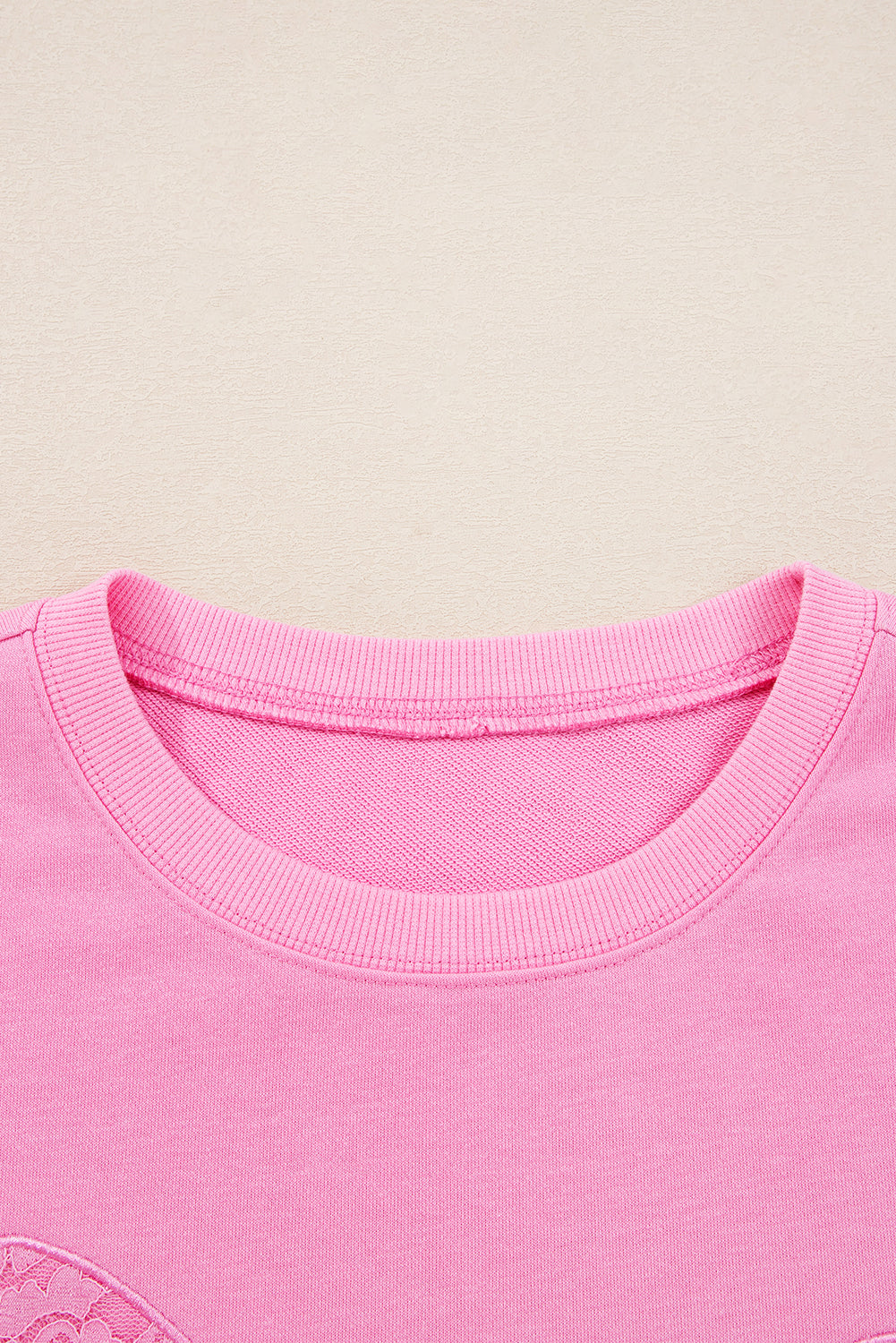 Plus Size Bow Tie Lace Embroidered Dolman Sweatshirt