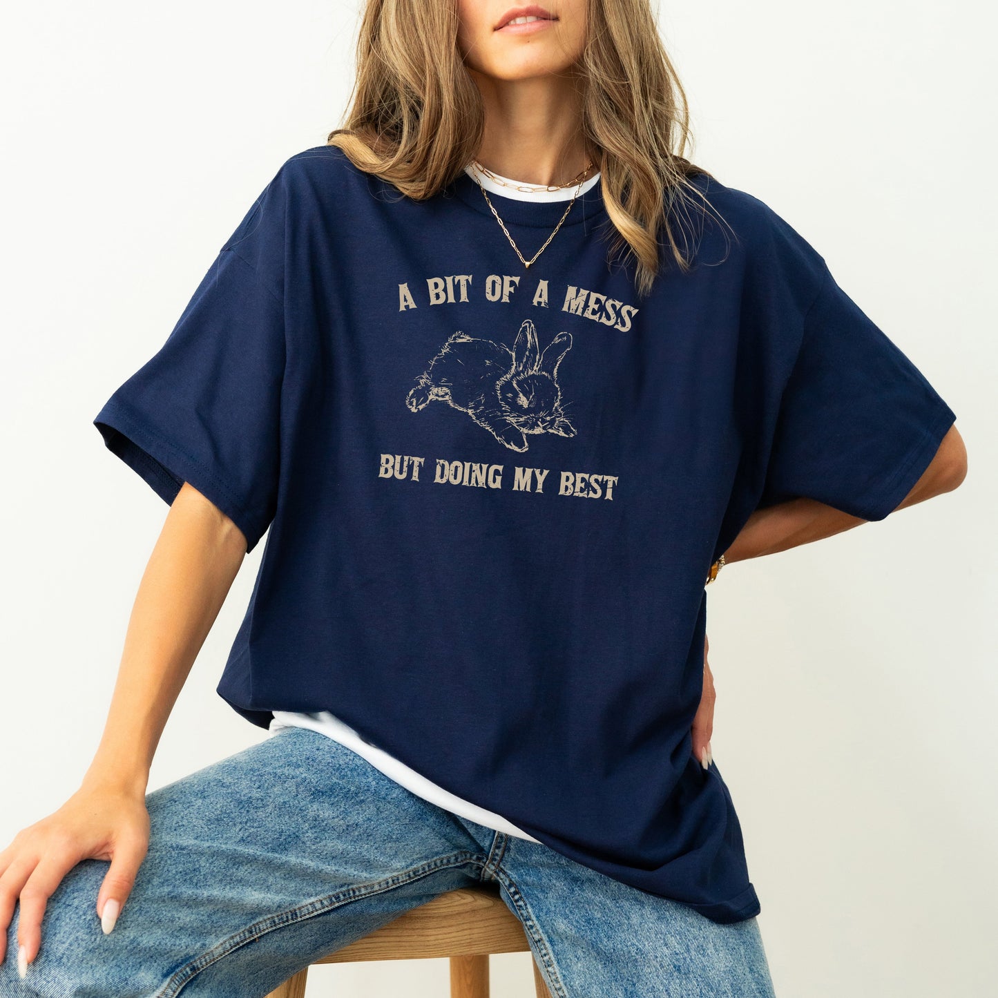 A Bit Of A Mess, Doing My Best, Cute Bunny, Rabbit, Funny, Aesthetic, Meme, Tshirt Comfort Colors T-Shirt