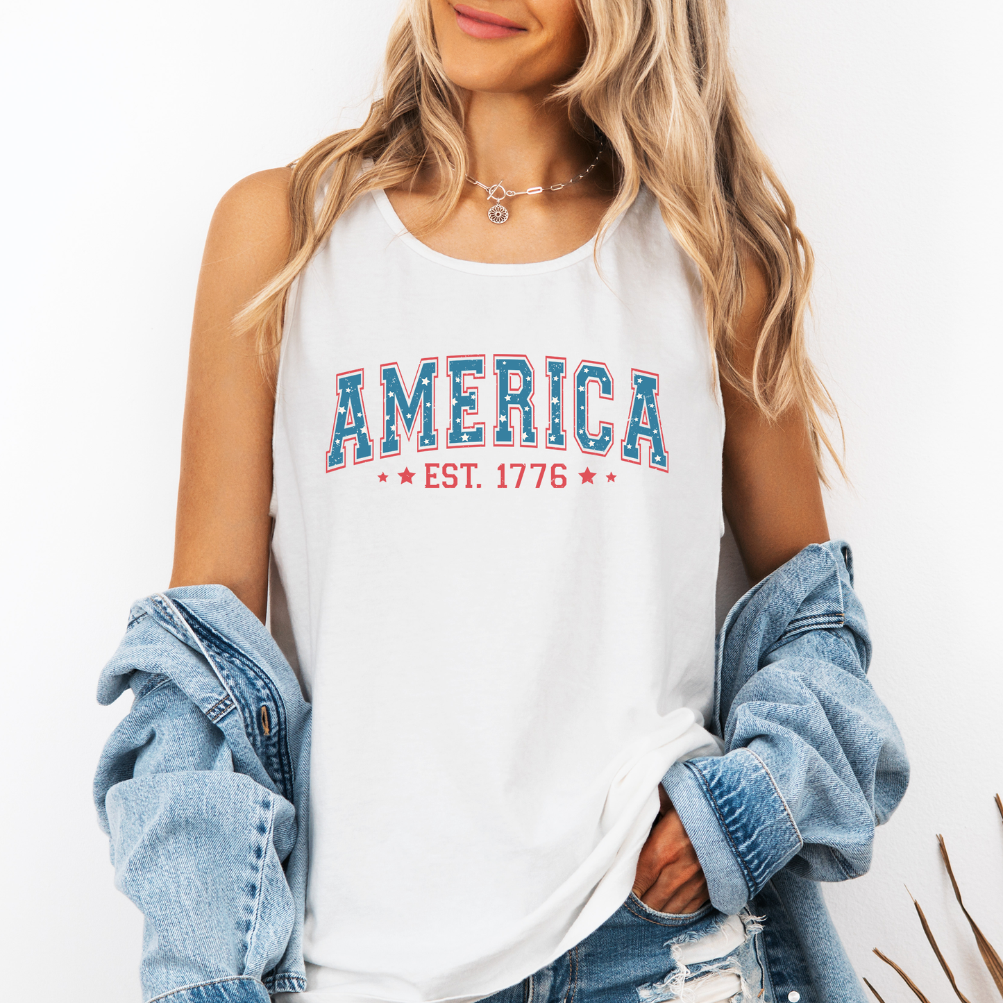 America Est 1776, Fourth of July, America, Patriotic, USA Comfort Colors Tank Top